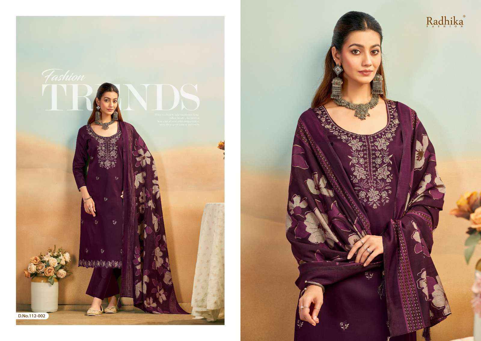 Radhika Fashion Azara Shafinaz Jam Cotton Dress Material 6 pcs Catalogue