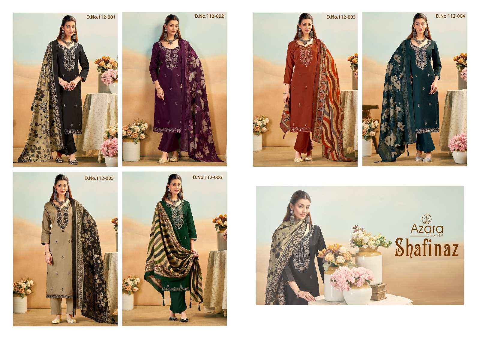 Radhika Fashion Azara Shafinaz Jam Cotton Dress Material 6 pcs Catalogue