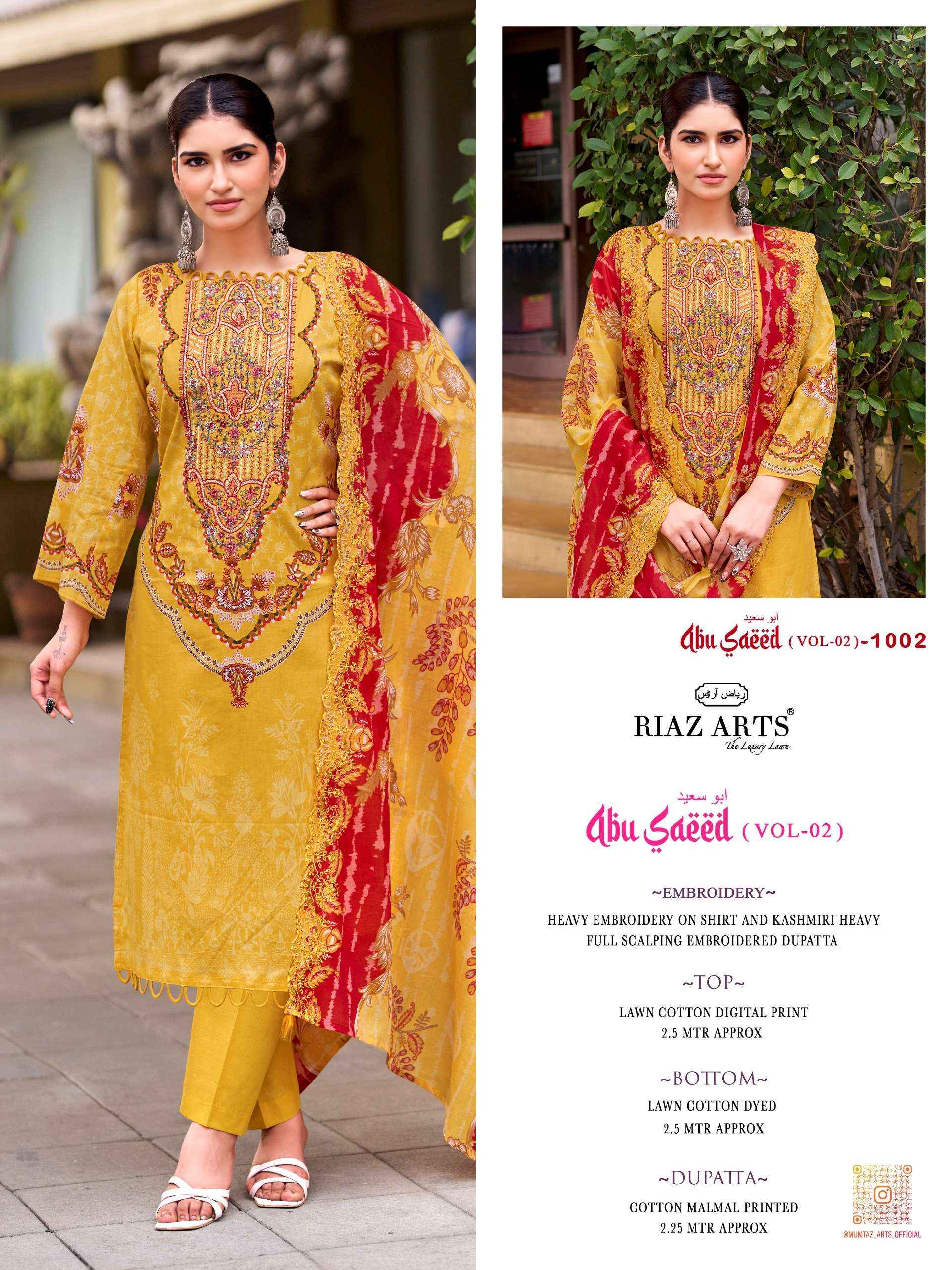 Riaz Arts Abu Saeed Vol 2 Lawn Cotton Dress Material 6 pcs Catalogue