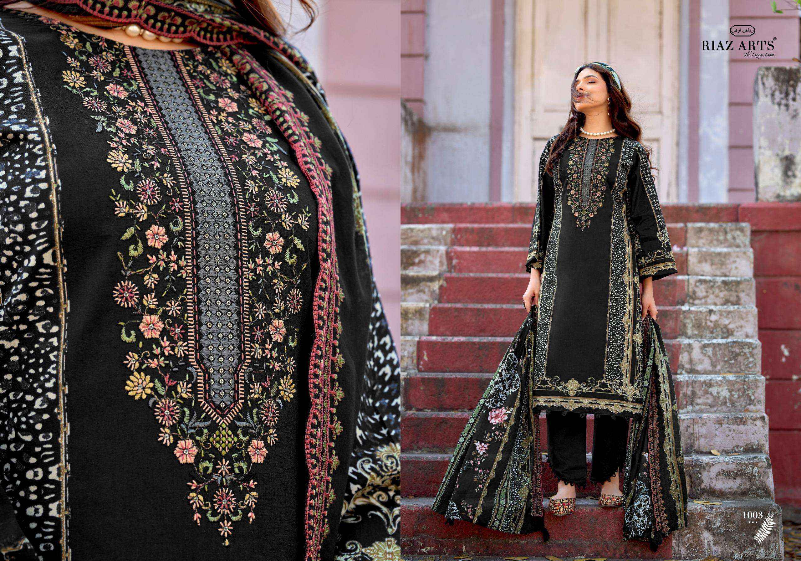 Riaz Arts Bin Saeed Cotton Cambric Dress Material 6 pcs Catalogue