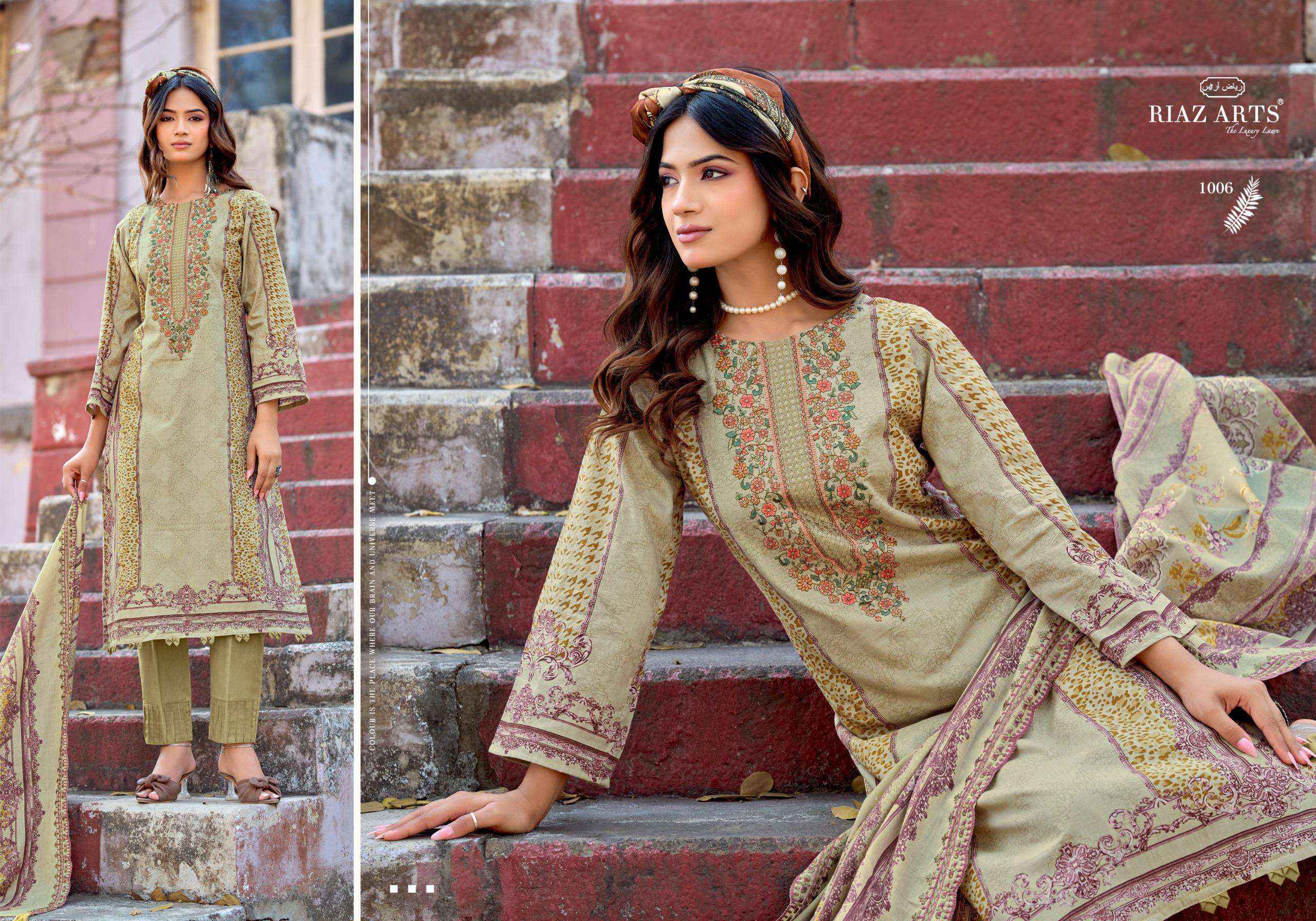 Riaz Arts Bin Saeed Cotton Cambric Dress Material 6 pcs Catalogue