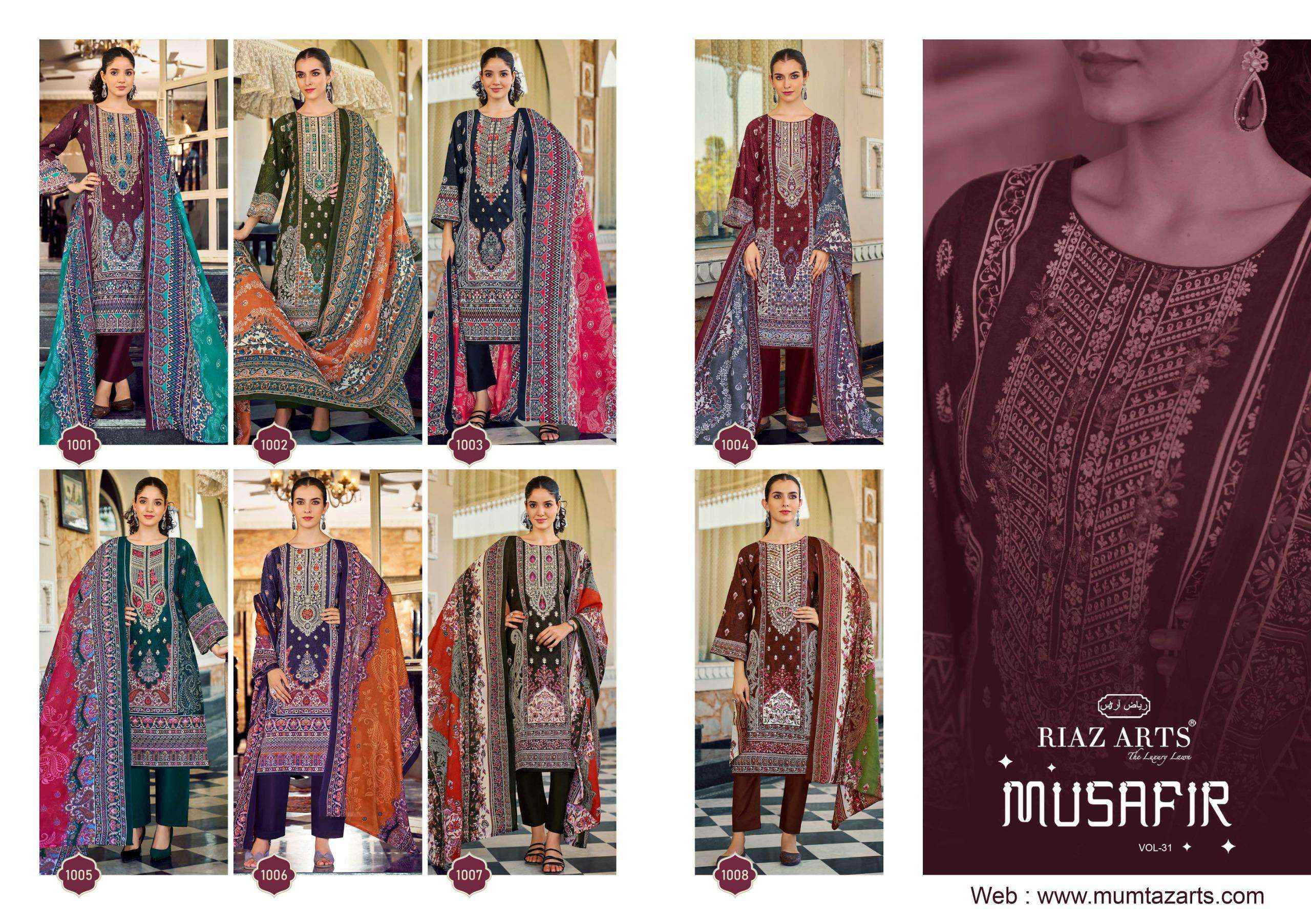 Riaz Arts Musafir Vol 31 Lawn Cotton Dress Material 8 pcs Catalogue