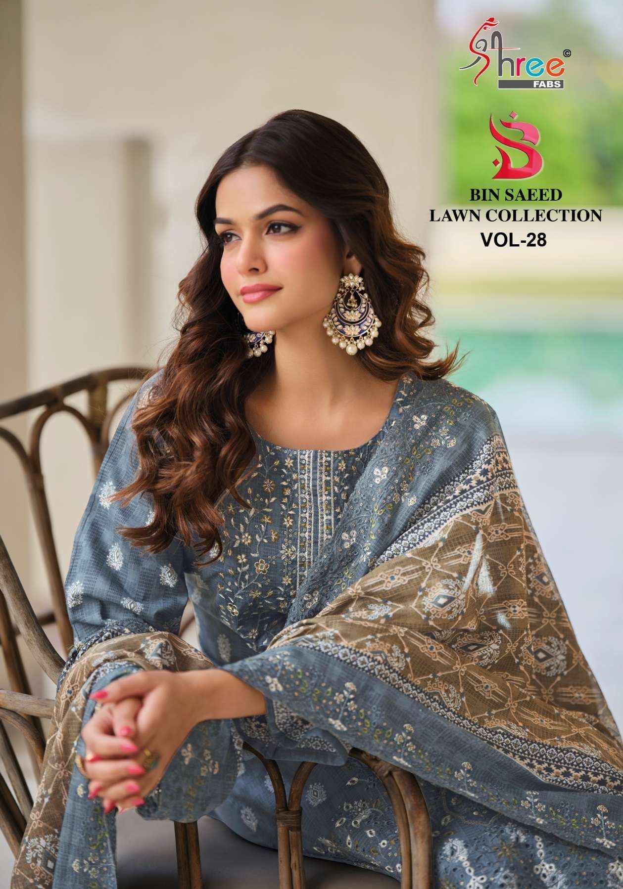 Shree Fabs Bin Saeed Lawn Collection Vol 28 Cotton Dress Material 6 pcs Catalogue