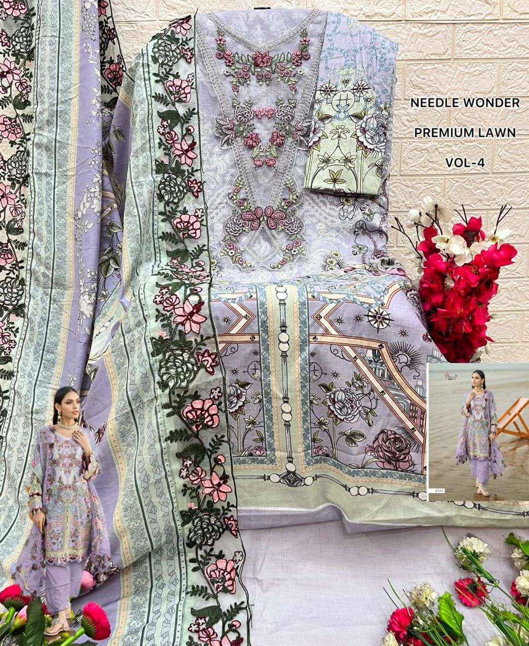 Shree Fabs Needle Wonder Premium Lawn Vol 4 Cotton Dress Material 8 pcs Catalogue