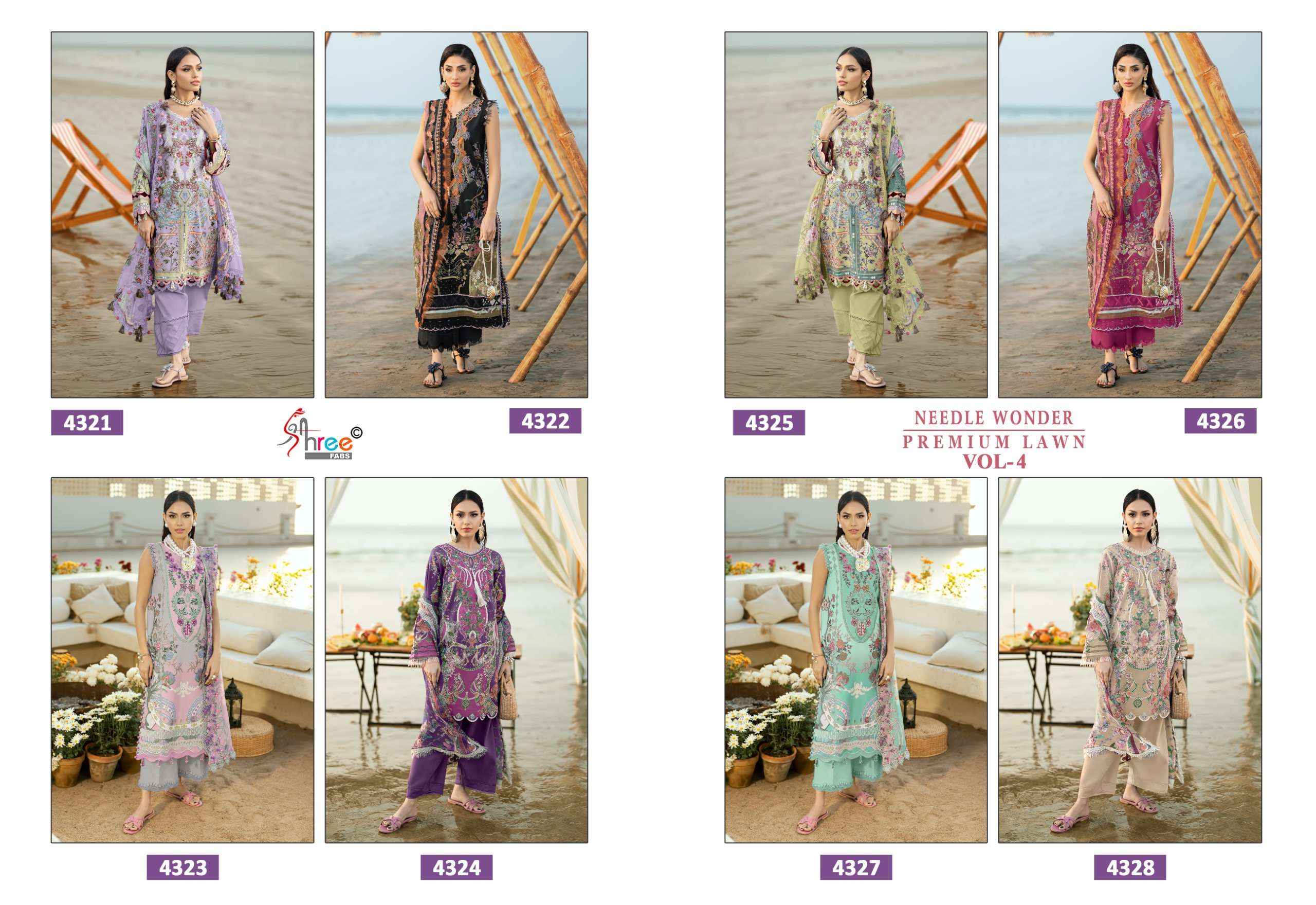 Shree Fabs Needle Wonder Premium Lawn Vol 4 Cotton Dress Material 8 pcs Catalogue