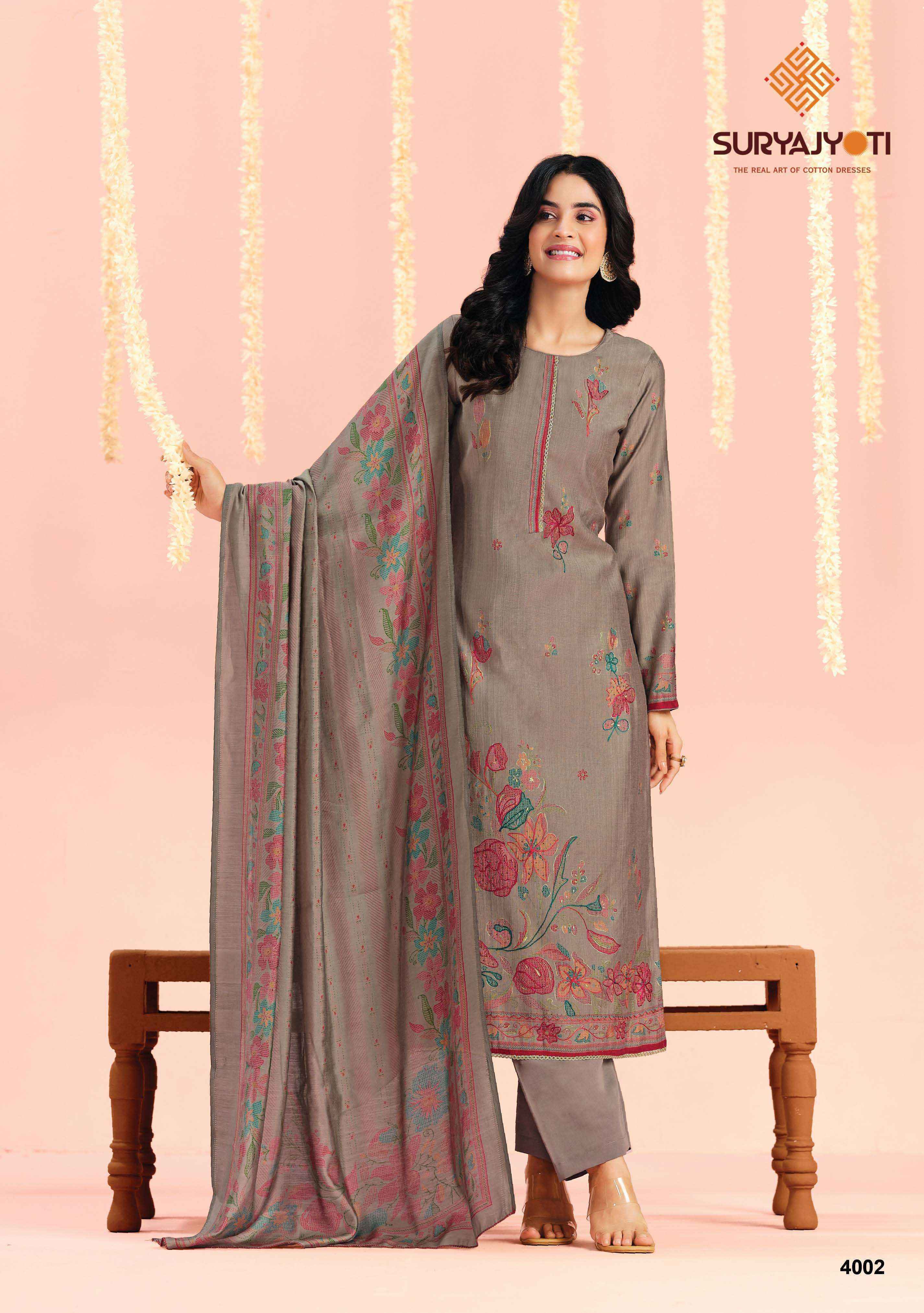 Suryajyoti Chikiri Vol 4 Roman Silk Dress Material 6 Pcs Catalouge