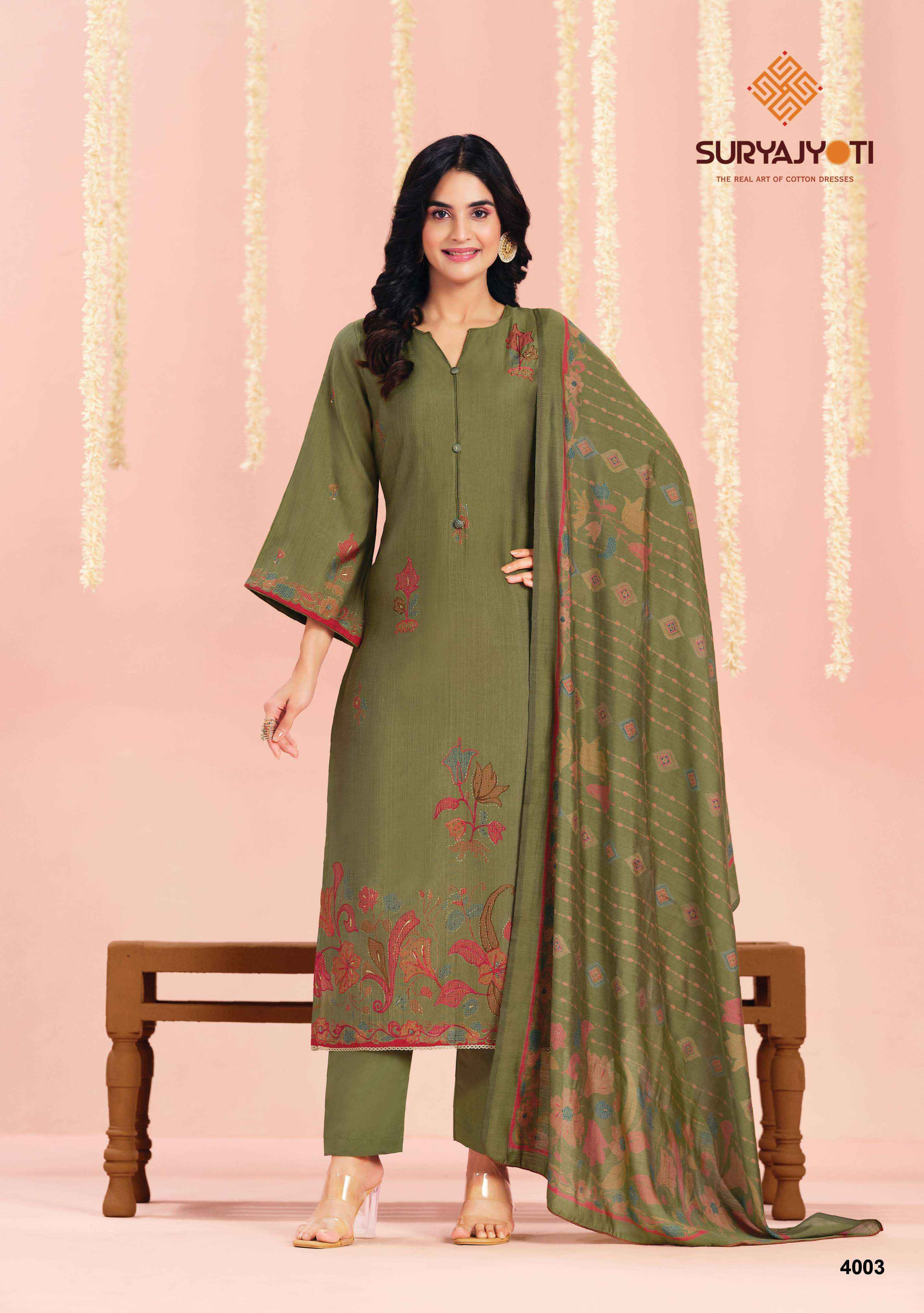 Suryajyoti Chikiri Vol 4 Roman Silk Dress Material 6 Pcs Catalouge