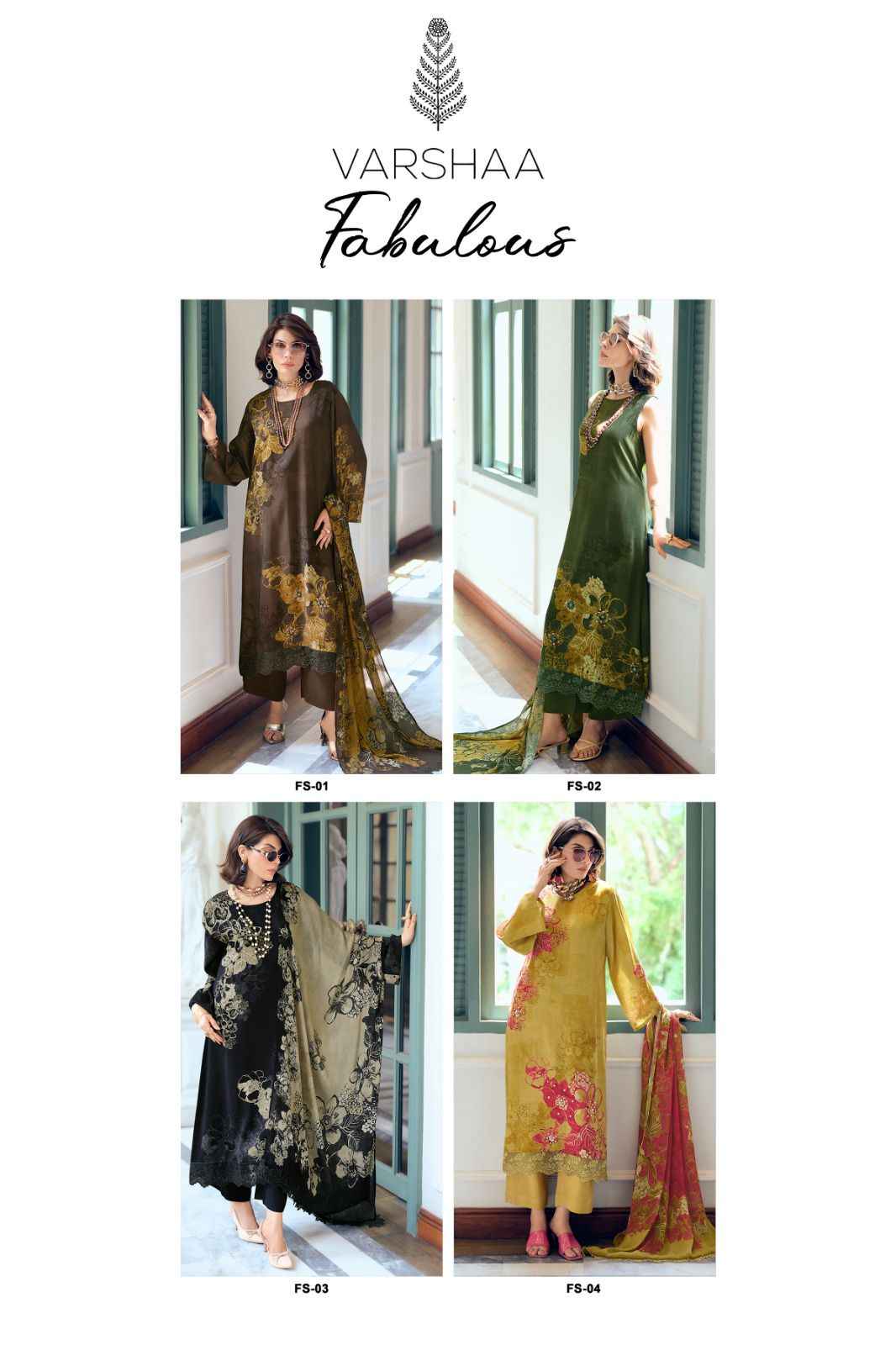 Varshaa Fabulous Viscose Muslin Dress Material 4 pcs Catalogue