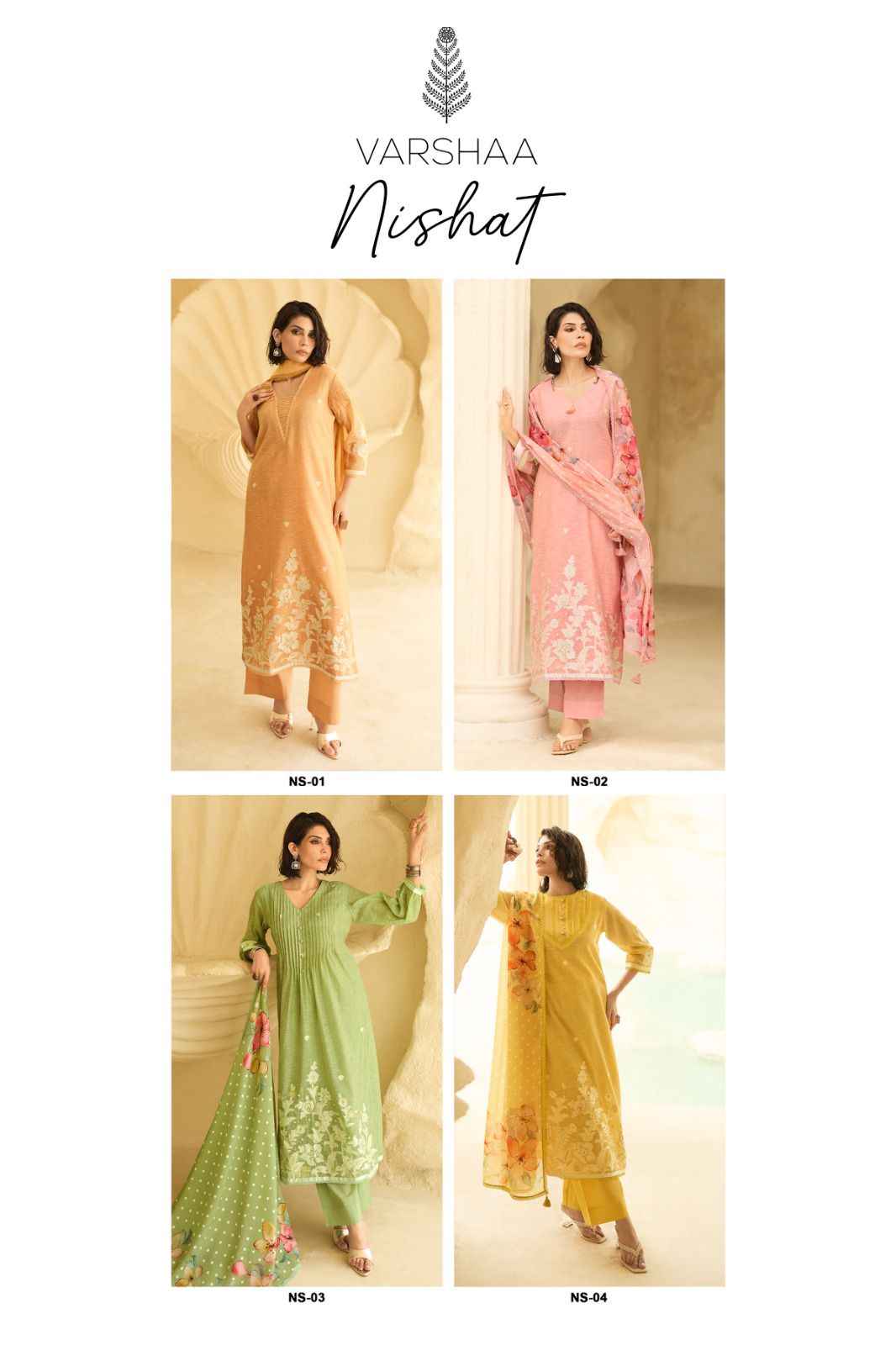 Varshaa Nishat linen Dress Material 4 pcs Catalogue