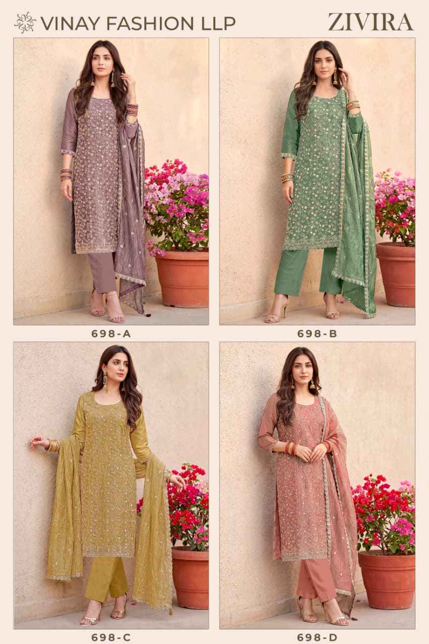 Vinay Fashion Kuleesh Zivira Silk Dress Material 4 pcs Catalogue