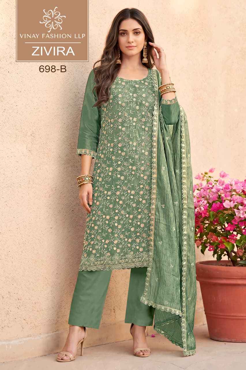 Vinay Fashion Kuleesh Zivira Silk Dress Material 4 pcs Catalogue