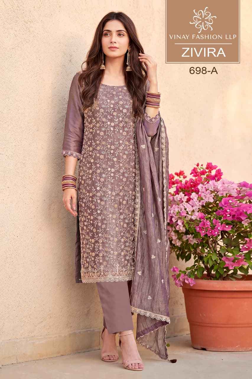 Vinay Fashion Kuleesh Zivira Silk Dress Material 4 pcs Catalogue