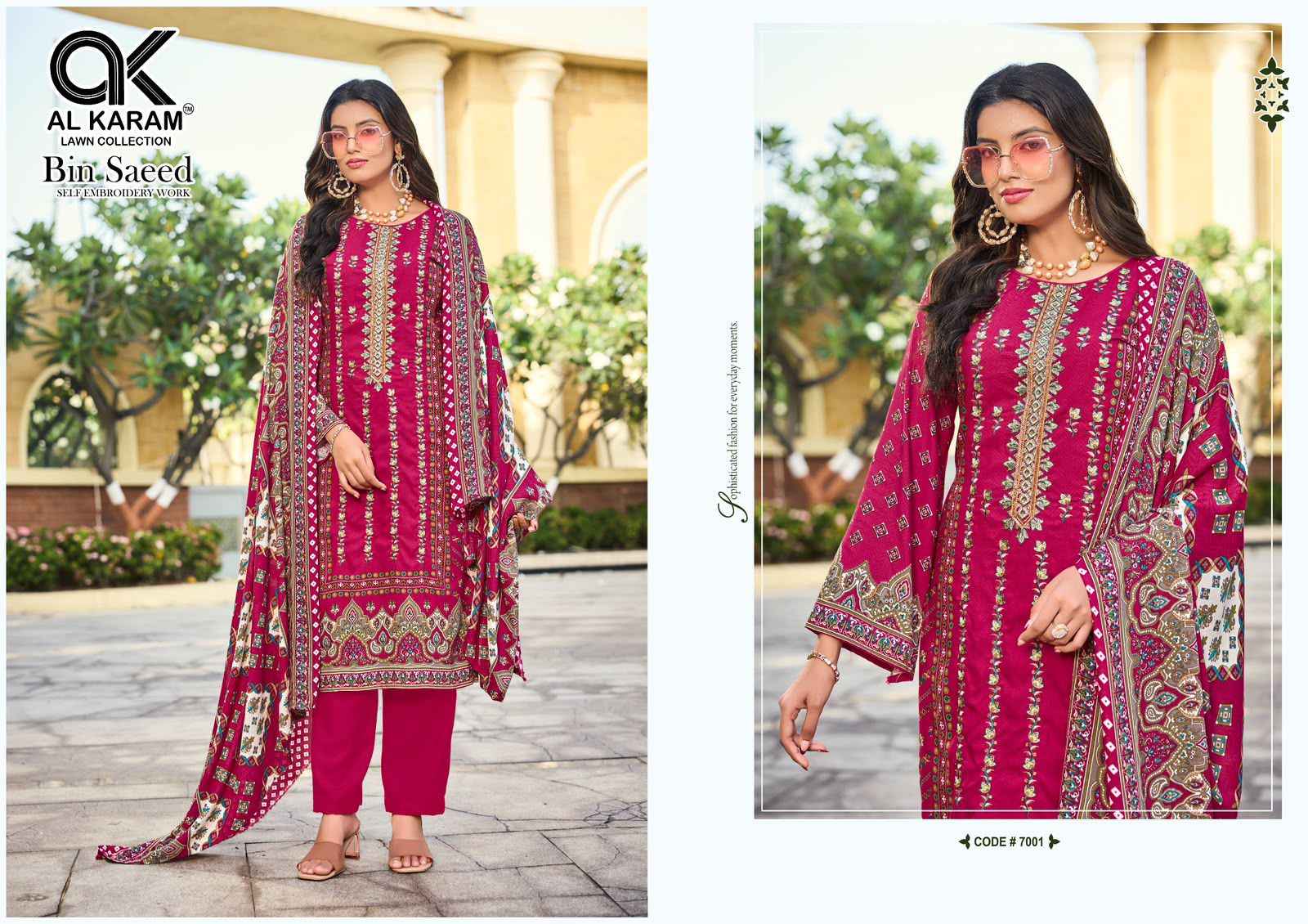 Al Karam Bin Saeed Vol 7 Viscose Reyon Dress Material 6 pcs Catalogue