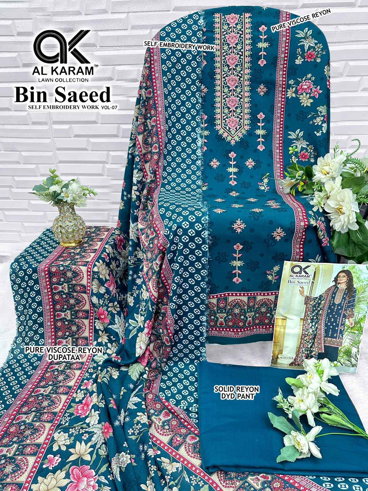 Al Karam Bin Saeed Vol 7 Viscose Reyon Dress Material 6 pcs Catalogue