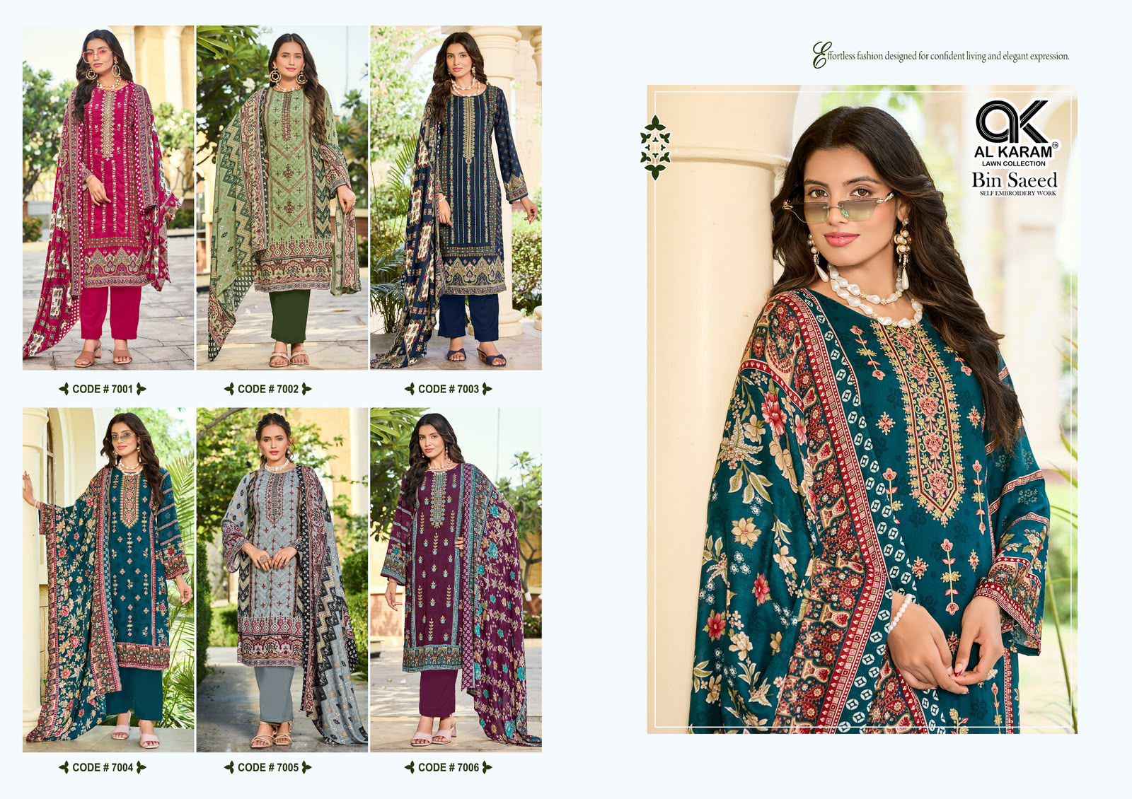 Al Karam Bin Saeed Vol 7 Viscose Reyon Dress Material 6 pcs Catalogue
