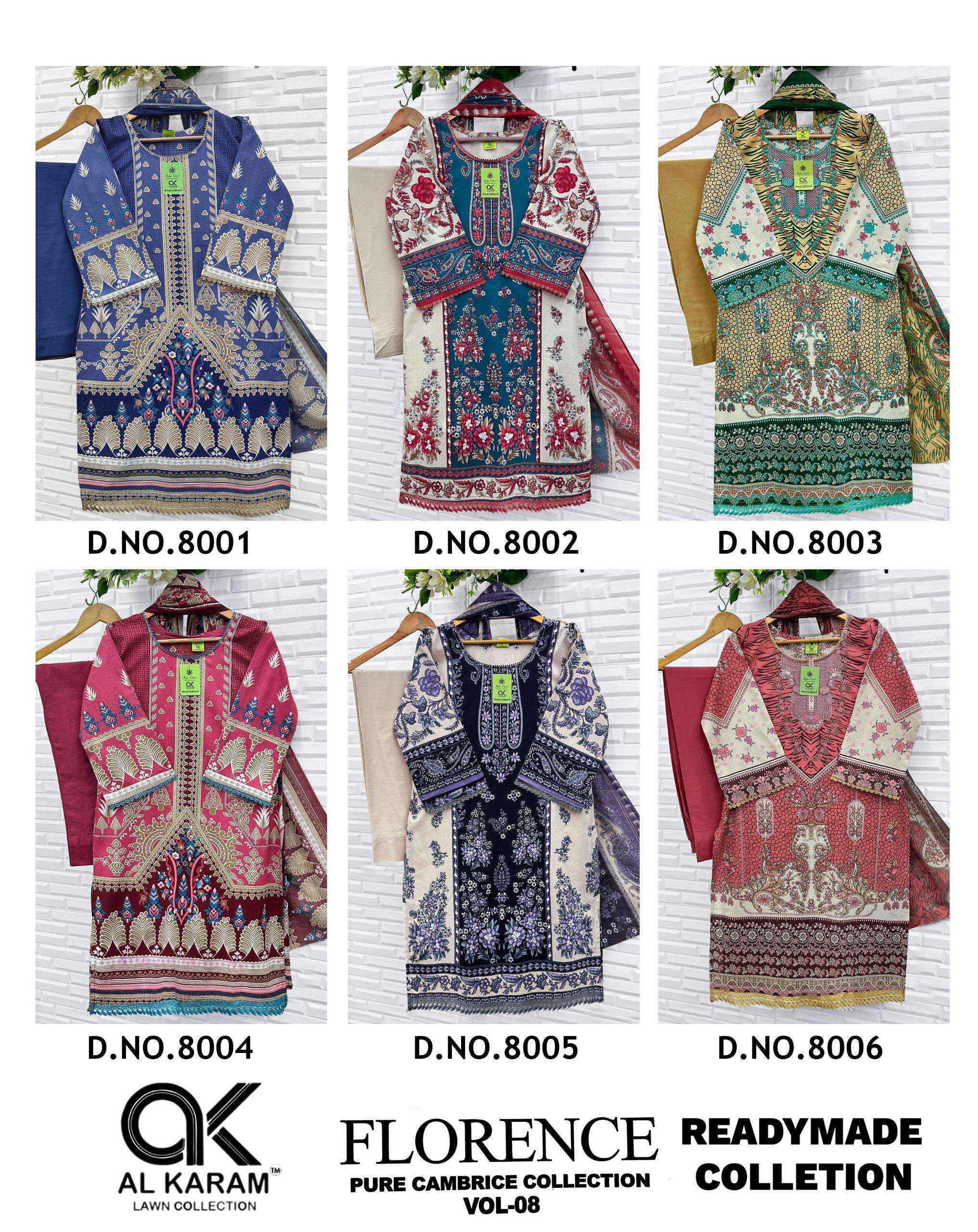 Al Karam Florence Vol 8 Readymade Cotton Dress 6 pcs Catalogue