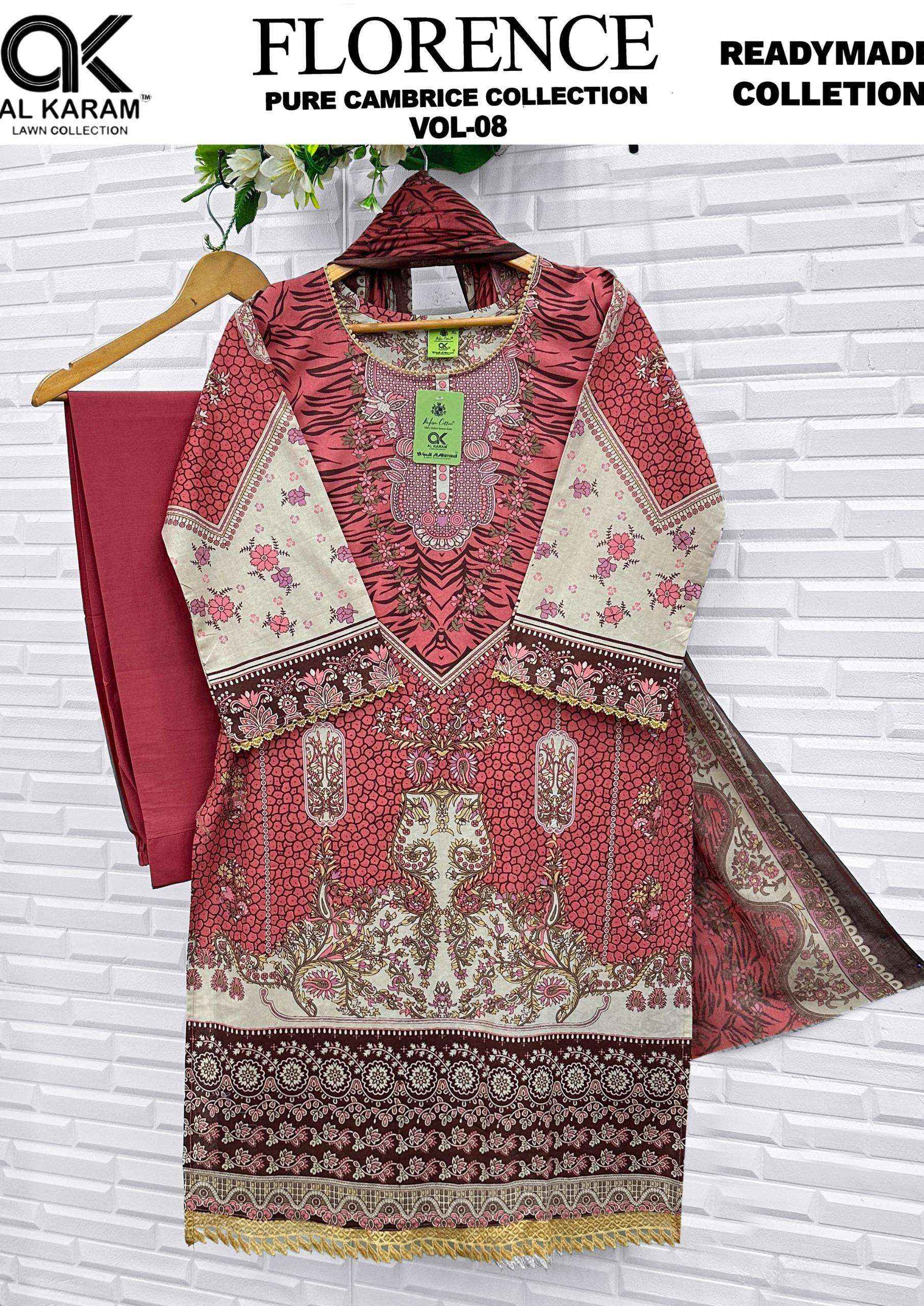 Al Karam Florence Vol 8 Readymade Cotton Dress 6 pcs Catalogue