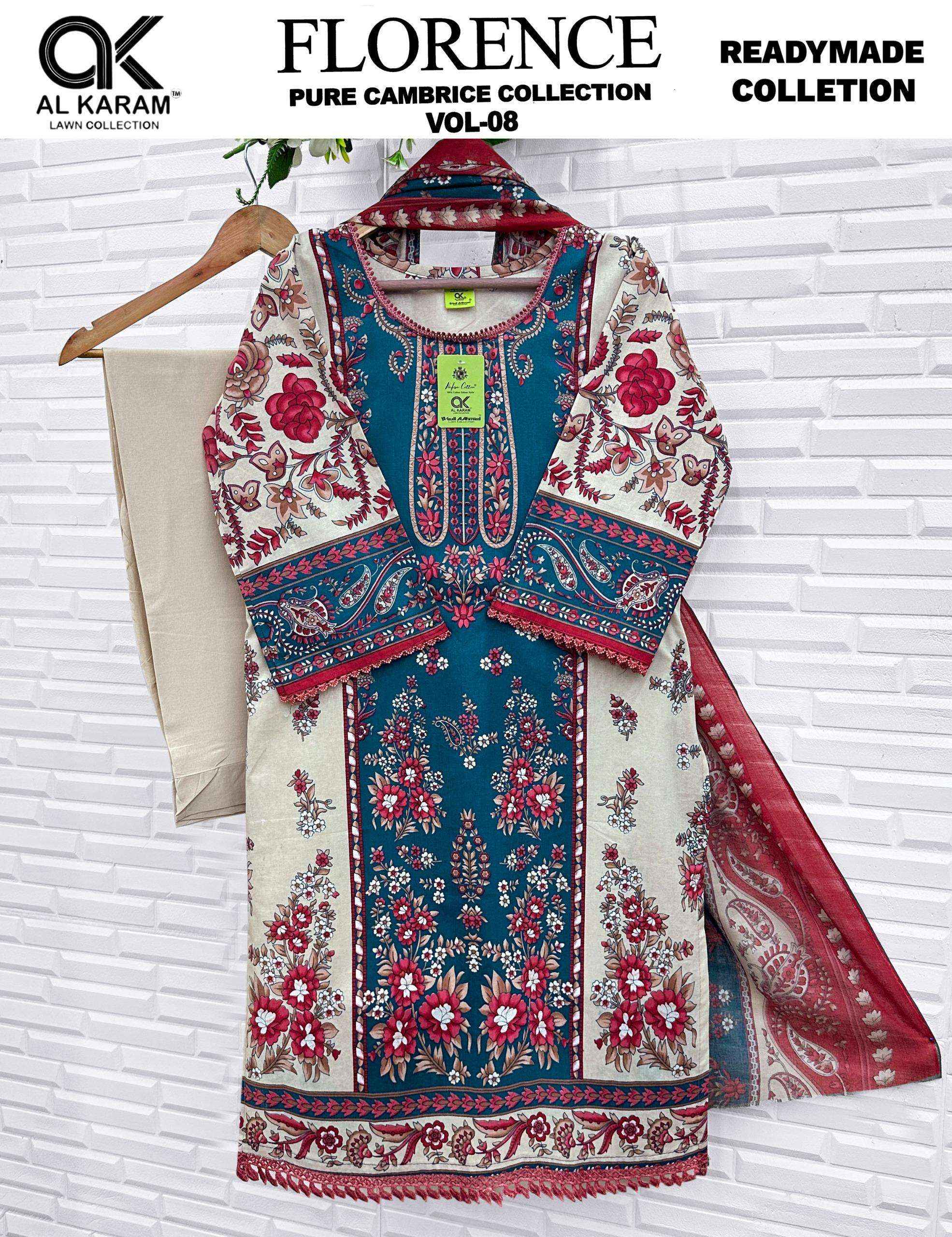Al Karam Florence Vol 8 Readymade Cotton Dress 6 pcs Catalogue