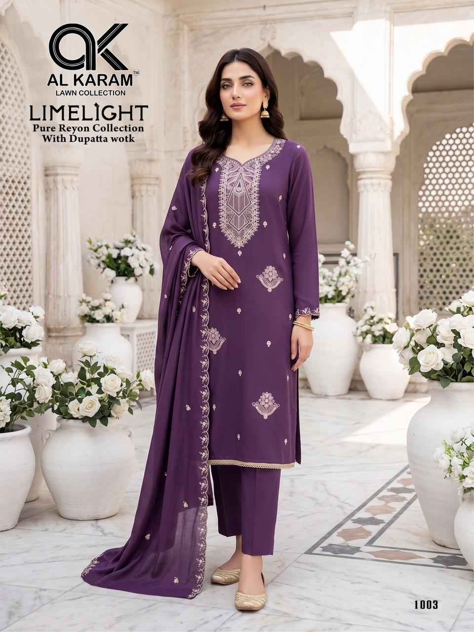 Al Karam Lime Light Rayon Dress Material 5 pcs Catalogue