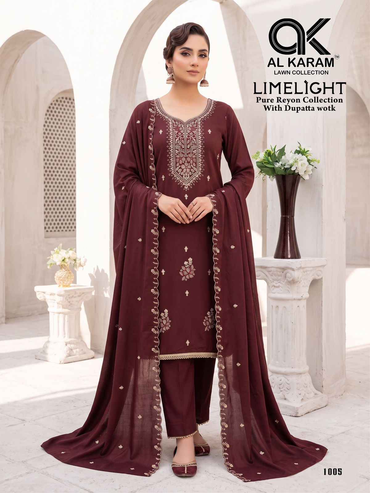 Al Karam Lime Light Rayon Dress Material 5 pcs Catalogue