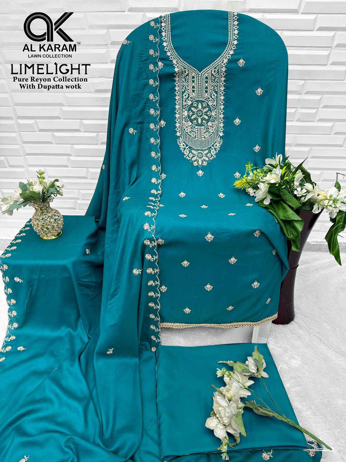 Al Karam Lime Light Rayon Dress Material 5 pcs Catalogue