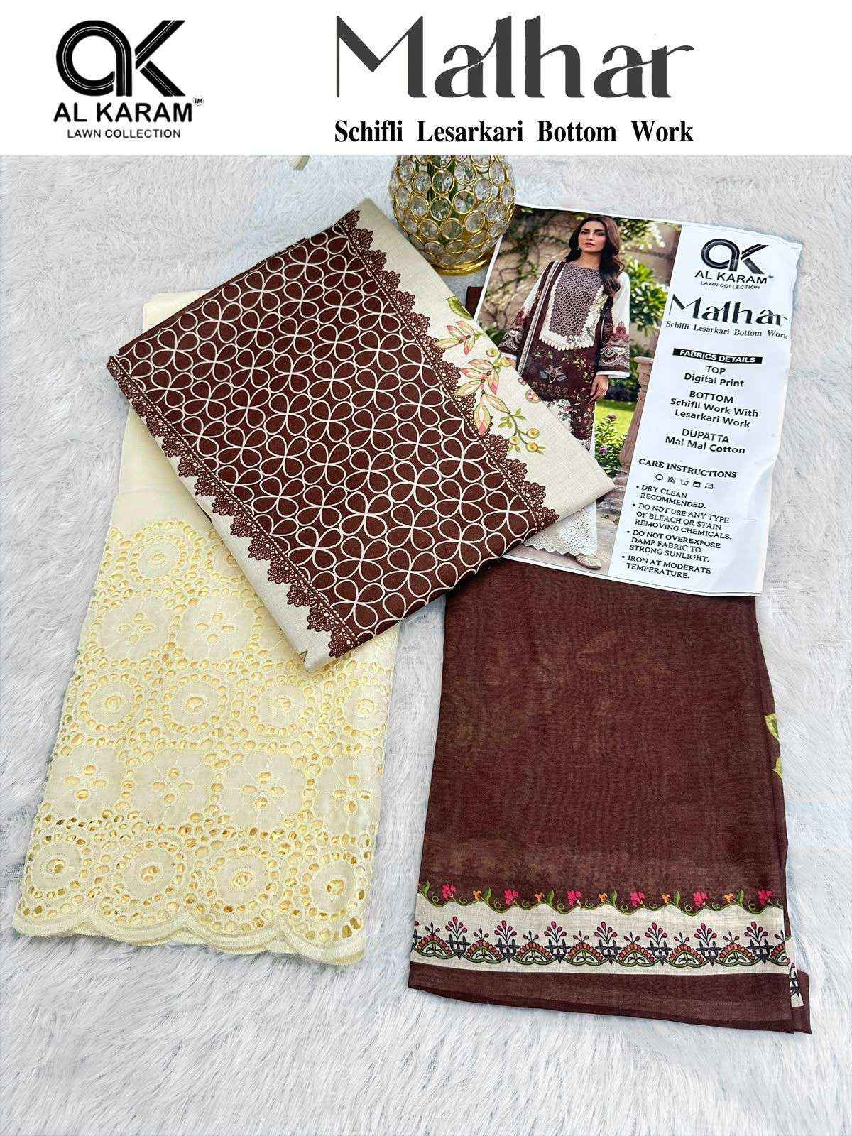 Al Karam Malhar Cotton Dress Material 5 pcs Catalogue