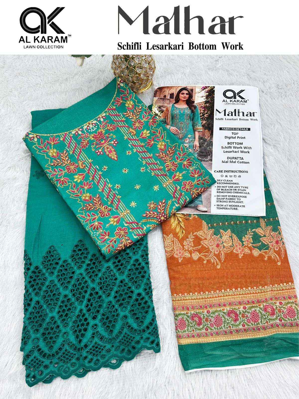 Al Karam Malhar Cotton Dress Material 5 pcs Catalogue