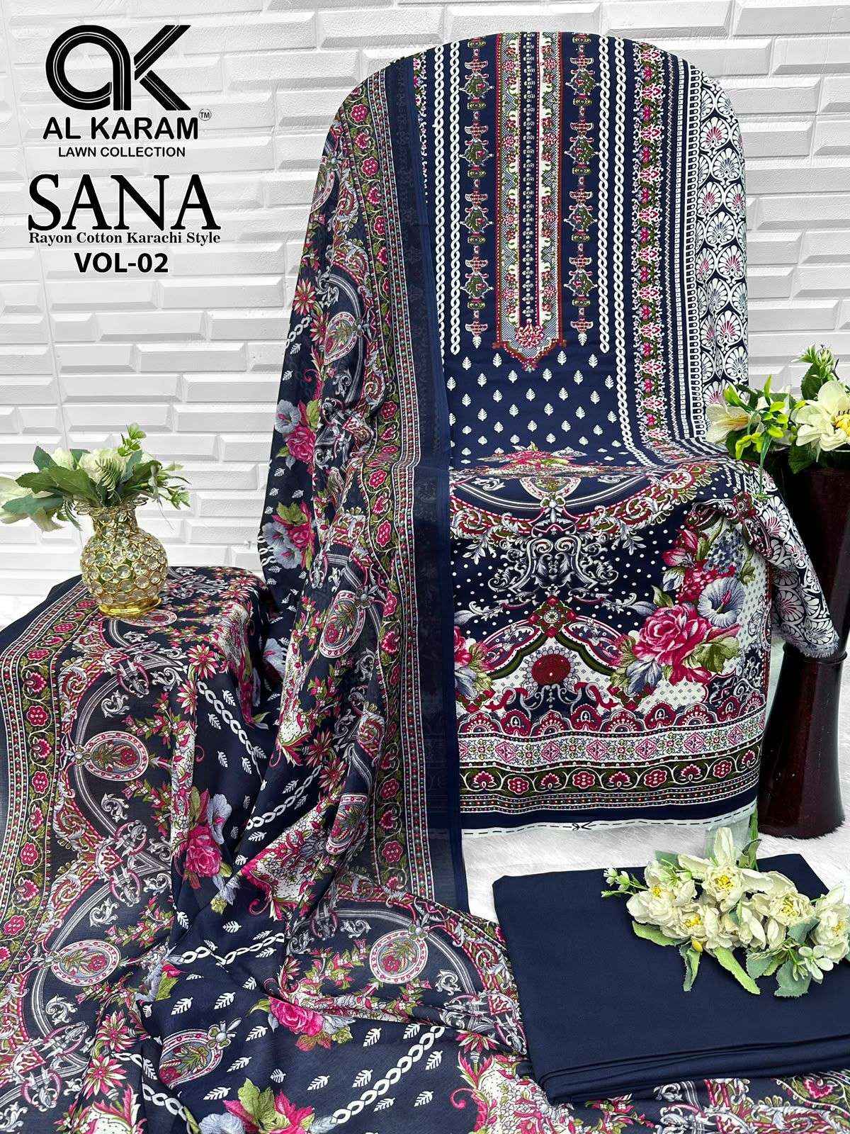 Al Karam Sana Vol 2 Rayon Dress Material 8 pcs Catalogue