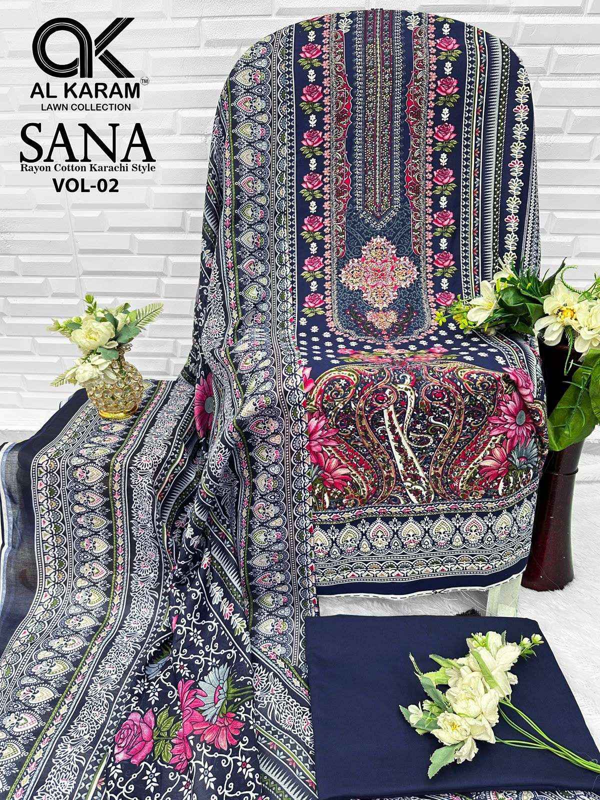 Al Karam Sana Vol 2 Rayon Dress Material 8 pcs Catalogue