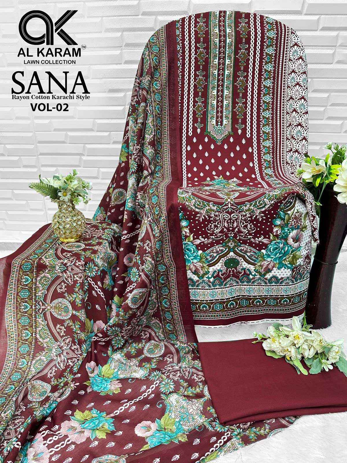 Al Karam Sana Vol 2 Rayon Dress Material 8 pcs Catalogue