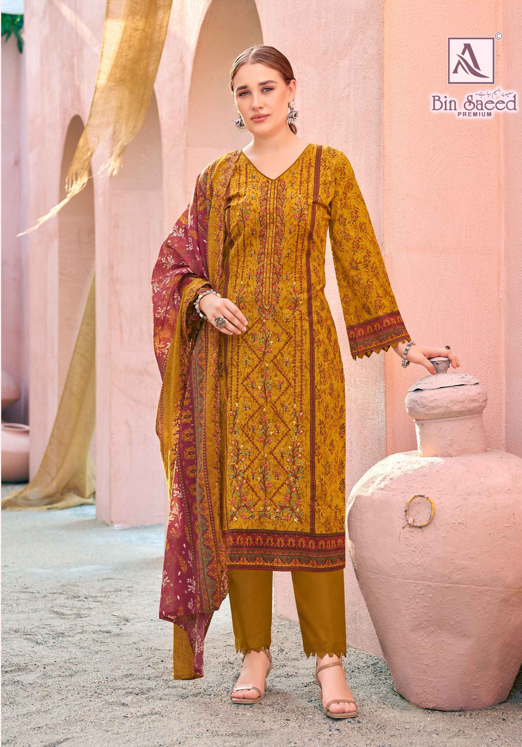 Alok Bin Saeed Premium Cambric Cotton Dress Material 8 pcs Catalogue