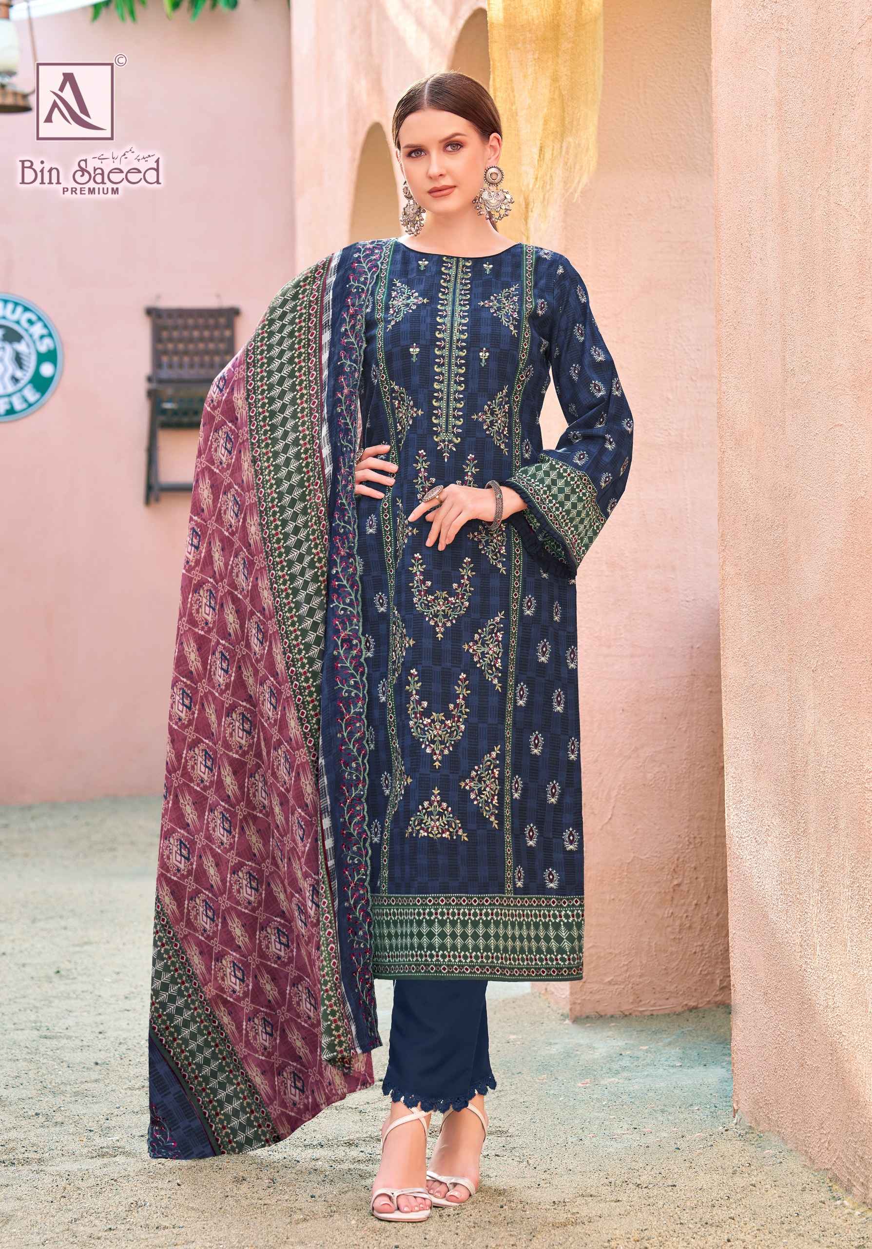 Alok Bin Saeed Premium Cambric Cotton Dress Material 8 pcs Catalogue