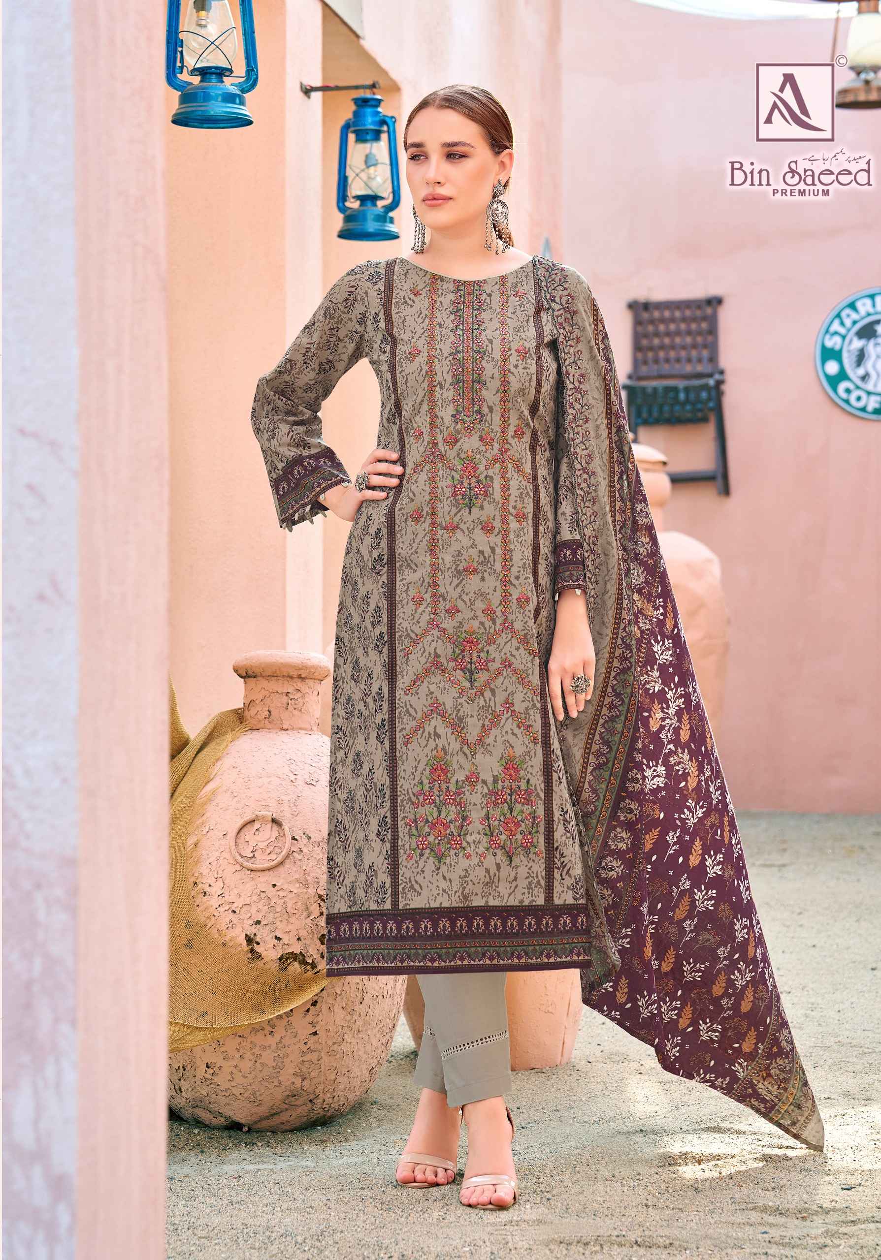 Alok Bin Saeed Premium Cambric Cotton Dress Material 8 pcs Catalogue