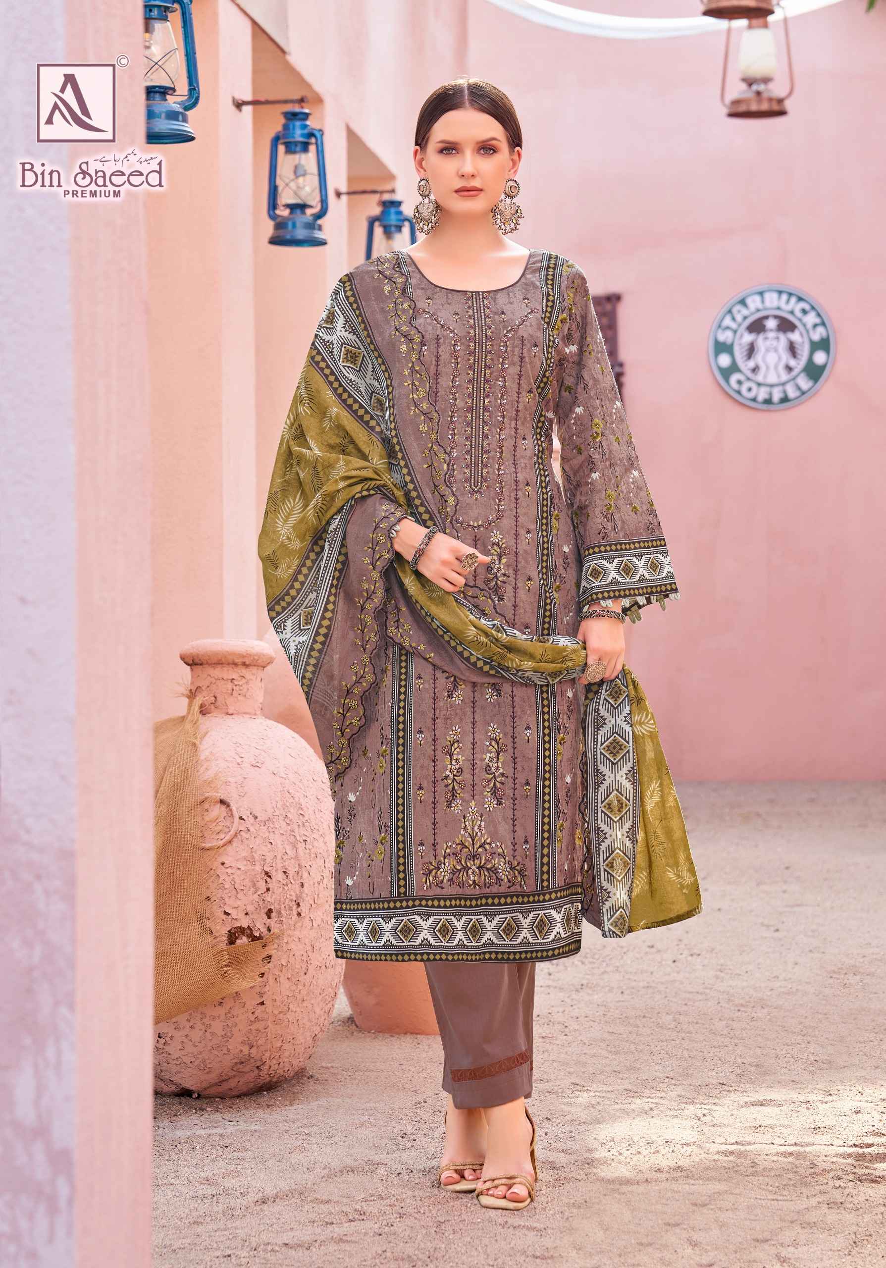 Alok Bin Saeed Premium Cambric Cotton Dress Material 8 pcs Catalogue