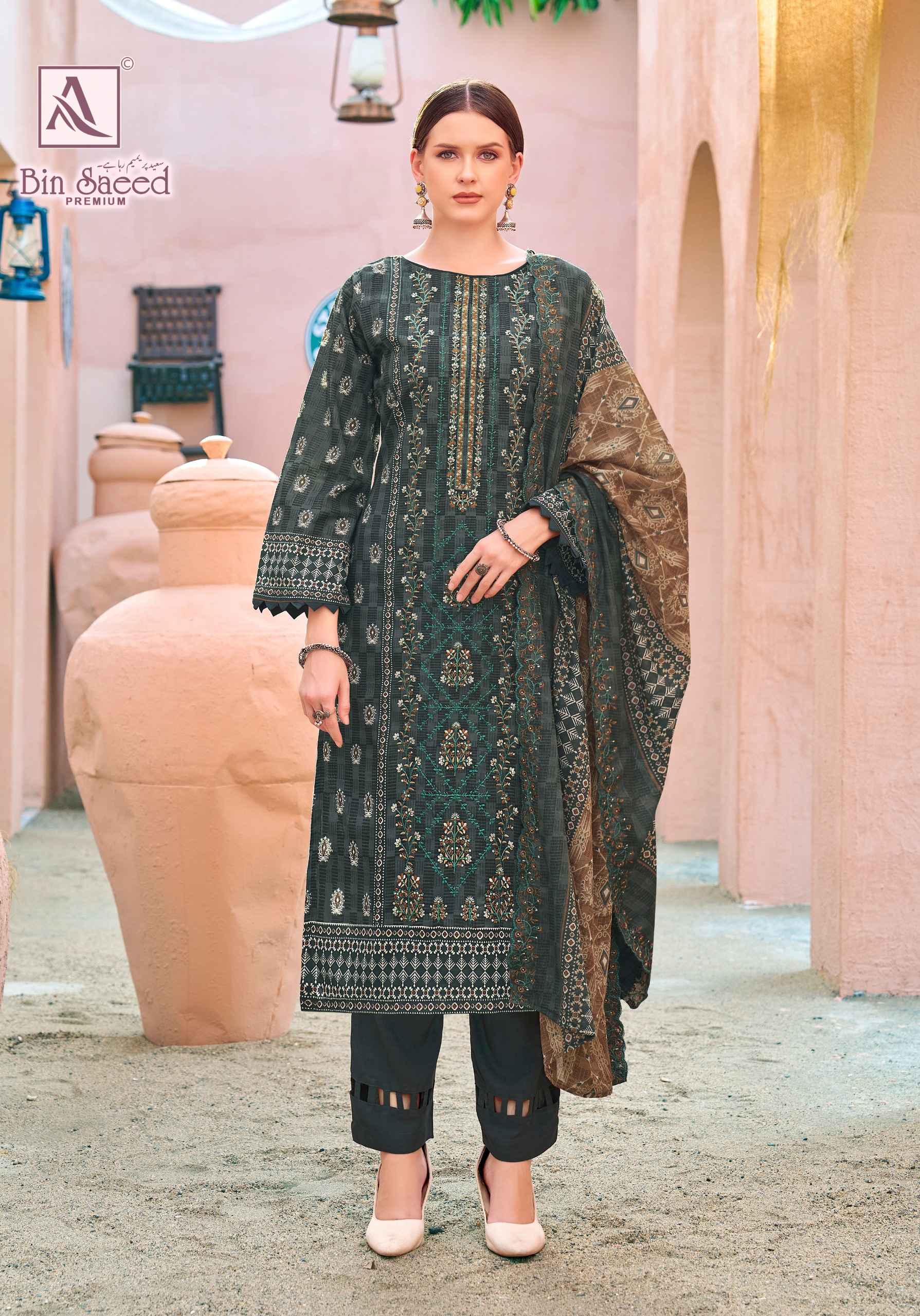 Alok Bin Saeed Premium Cambric Cotton Dress Material 8 pcs Catalogue