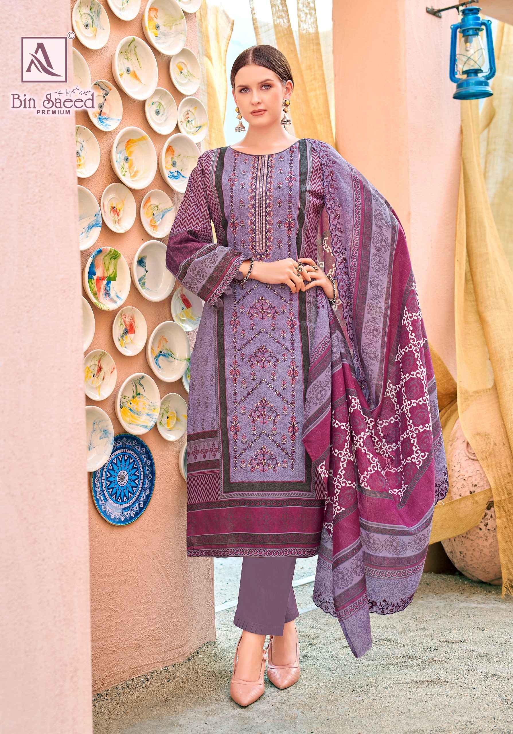 Alok Bin Saeed Premium Cambric Cotton Dress Material 8 pcs Catalogue