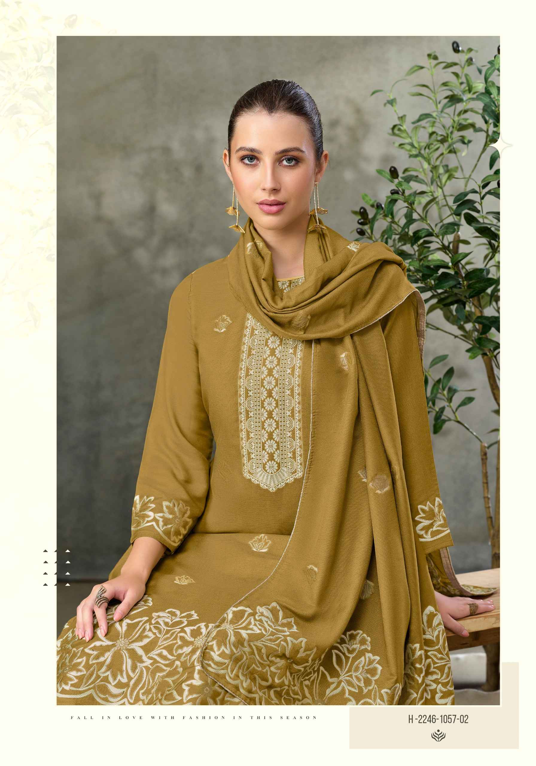 Alok Copper Bloom Linen Dress Material 6 pcs Catalogue