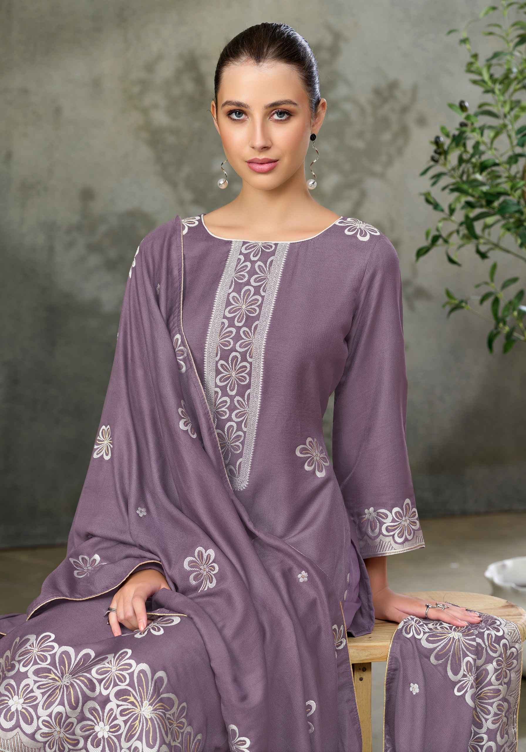 Alok Copper Bloom Linen Dress Material 6 pcs Catalogue