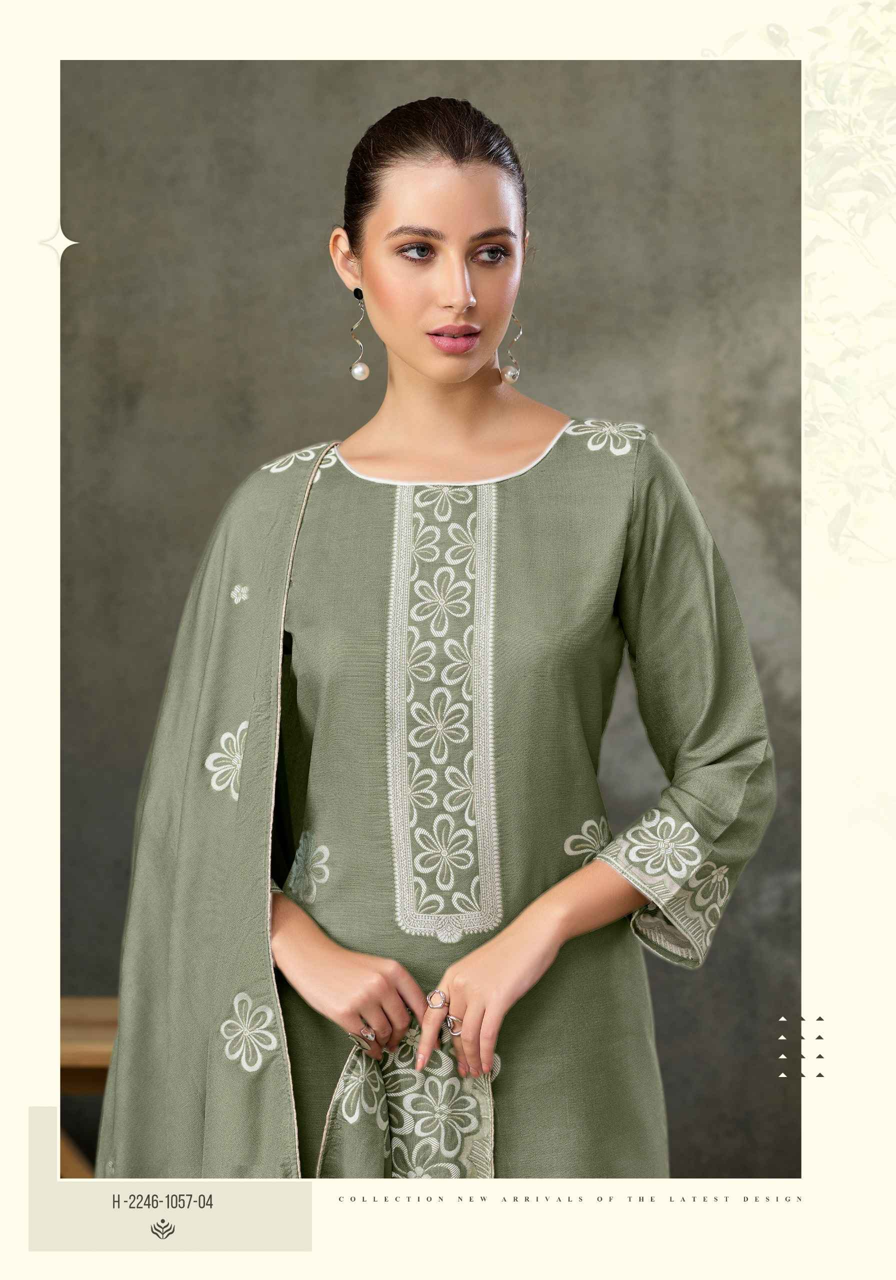 Alok Copper Bloom Linen Dress Material 6 pcs Catalogue