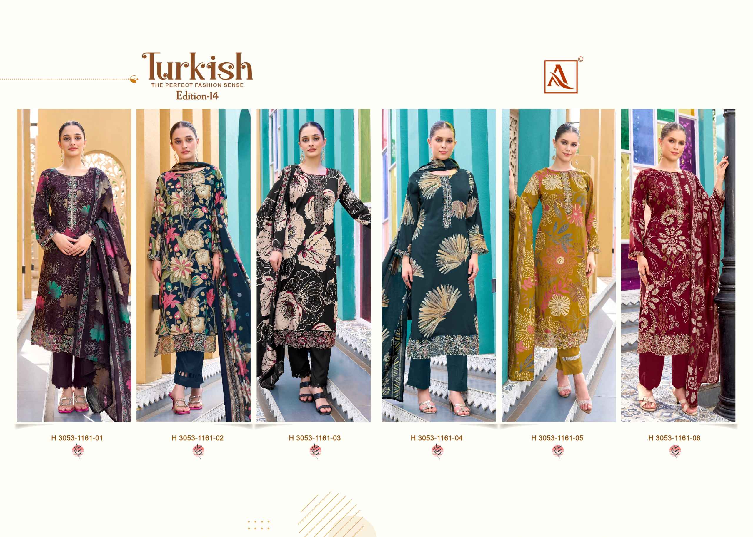 Alok Turkish Edition 14 Viscose Reyon Dress Material 6 pcs Catalogue