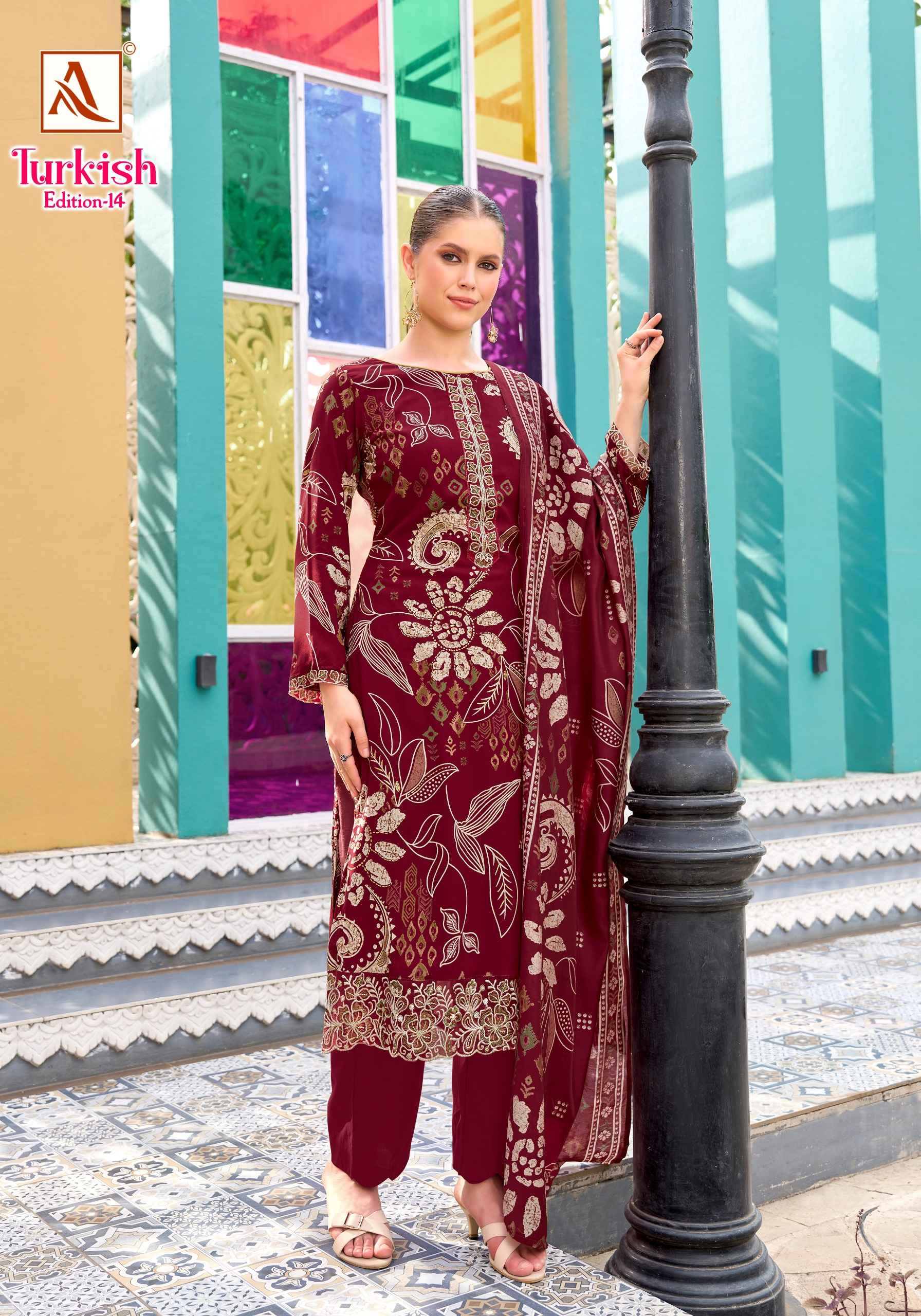 Alok Turkish Edition 14 Viscose Reyon Dress Material 6 pcs Catalogue