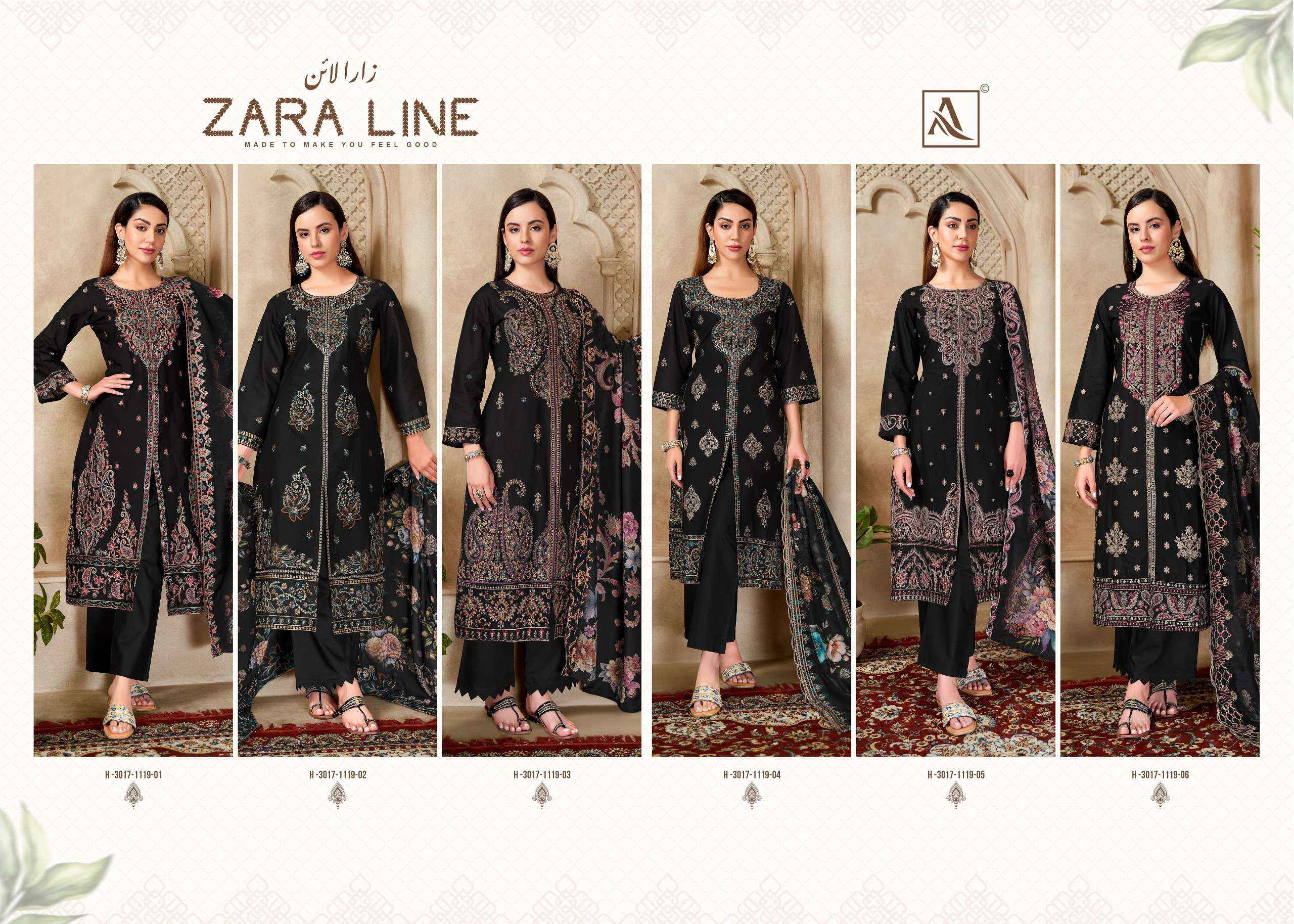 Alok Zara Line Cotton Dress Material 6 pcs Catalogue