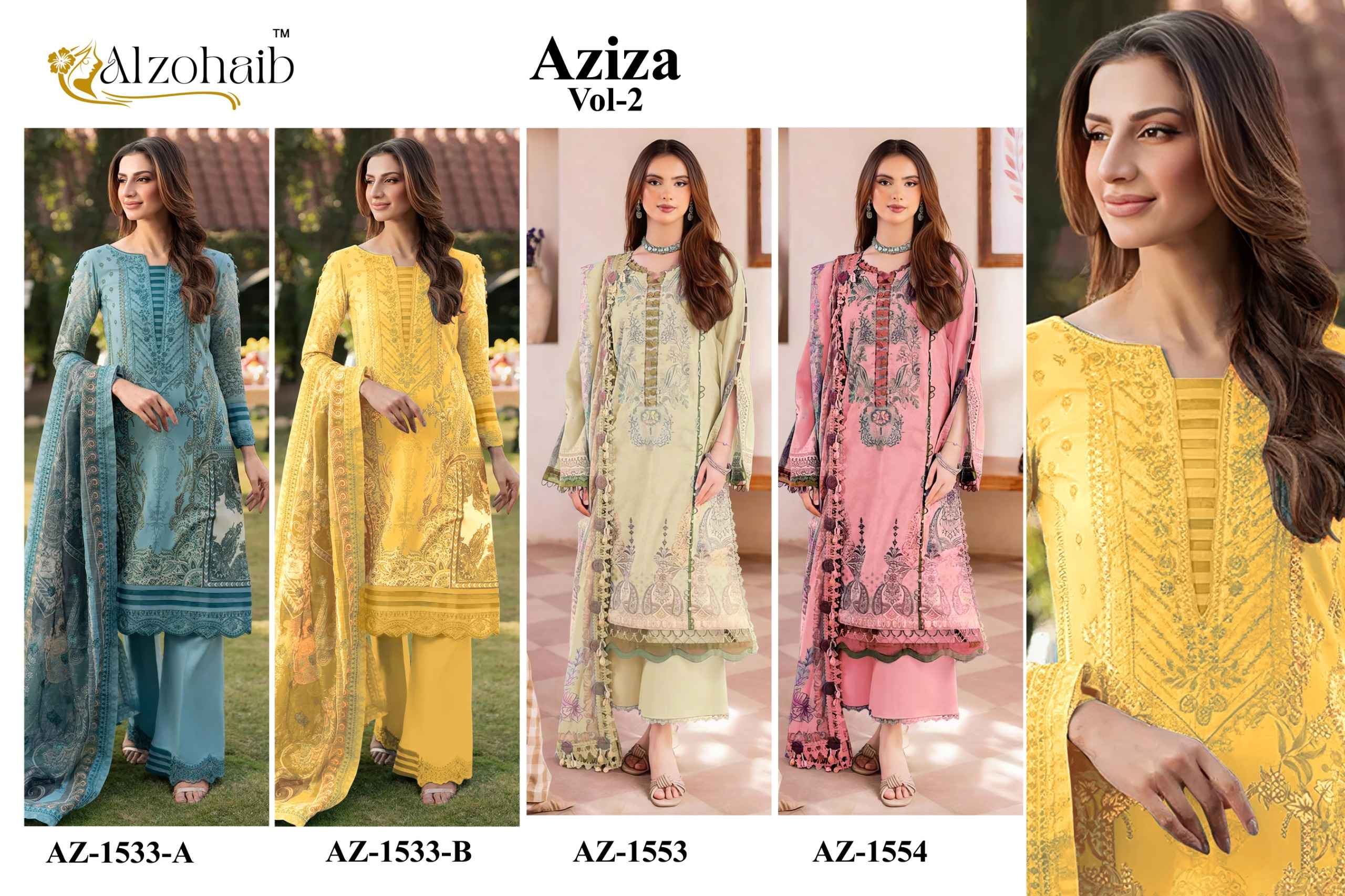Alzohaib Aziza Vol 2 Cotton Dress Material 4 pcs Catalogue