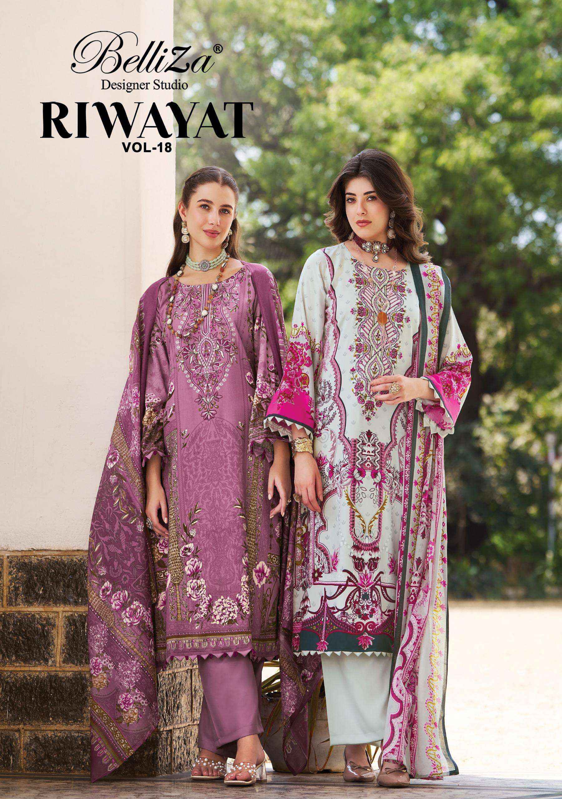 Belliza Riwayat Vol 18 Viscose Rayon Dress Material 8 pcs Catalogue