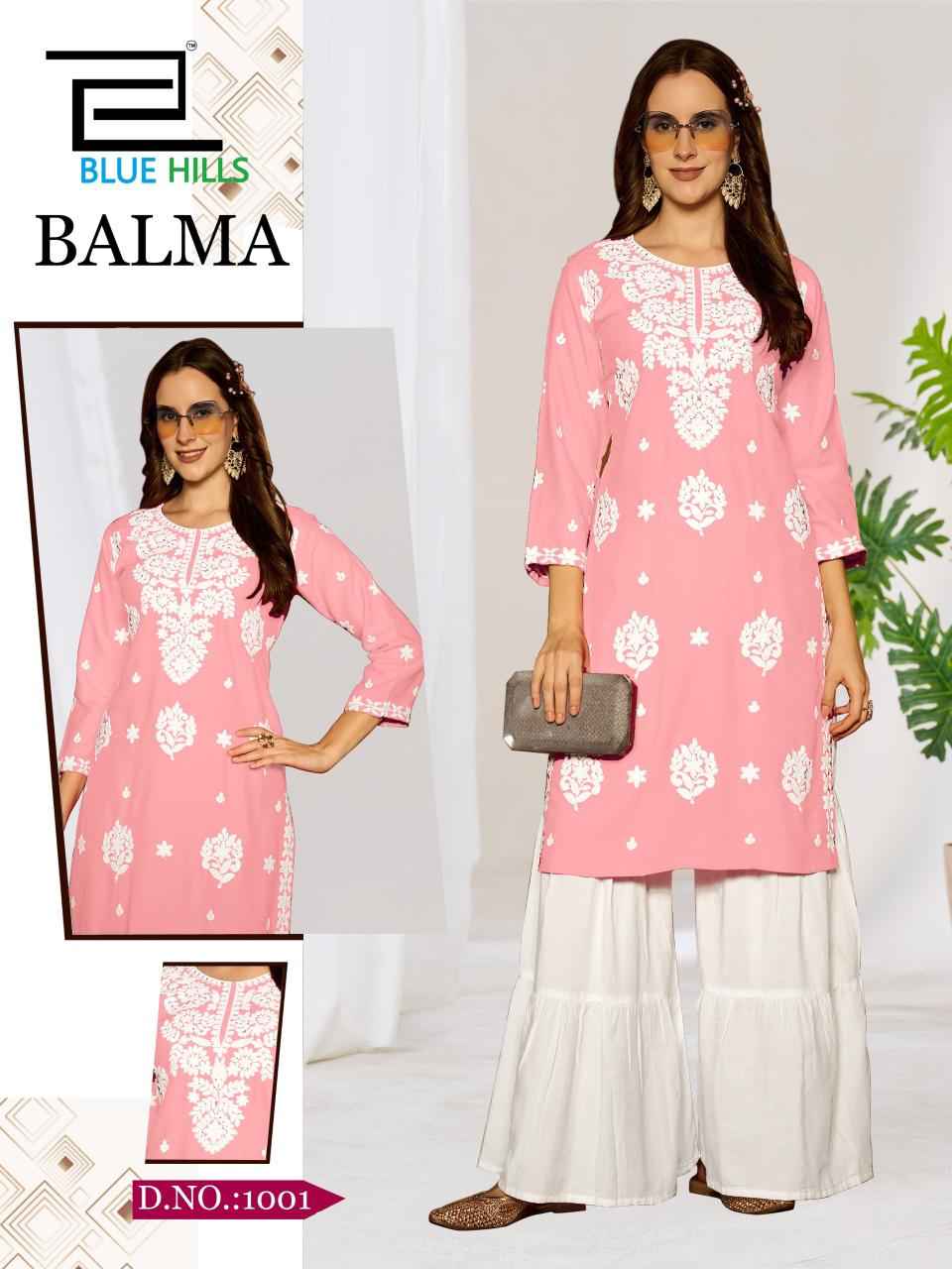 Blue Hills Balma Rayon Kurti With Sarara 4 pcs Catalogue