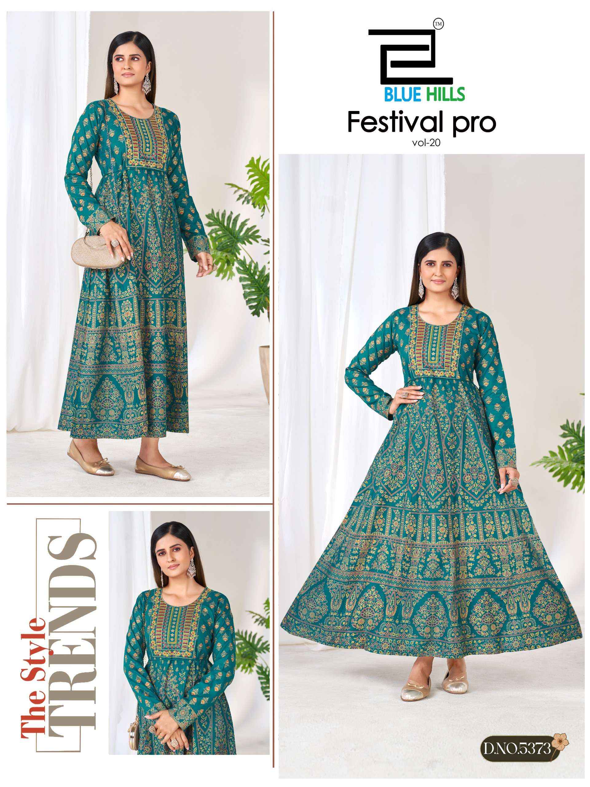 Blue Hills Festival Pro Vol 20 Rayon Anarkali Gown 6 pcs Catalogue
