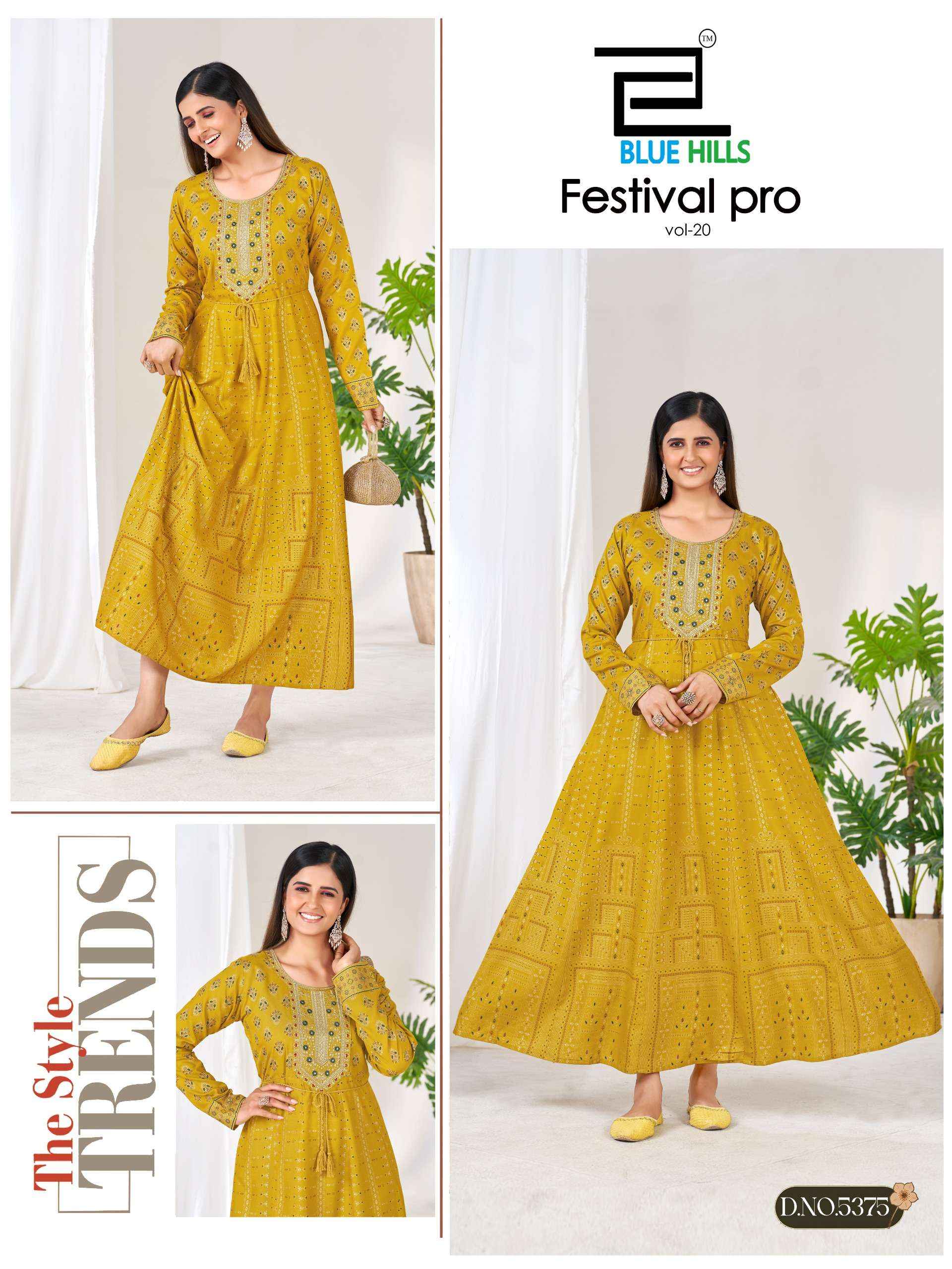 Blue Hills Festival Pro Vol 20 Rayon Anarkali Gown 6 pcs Catalogue