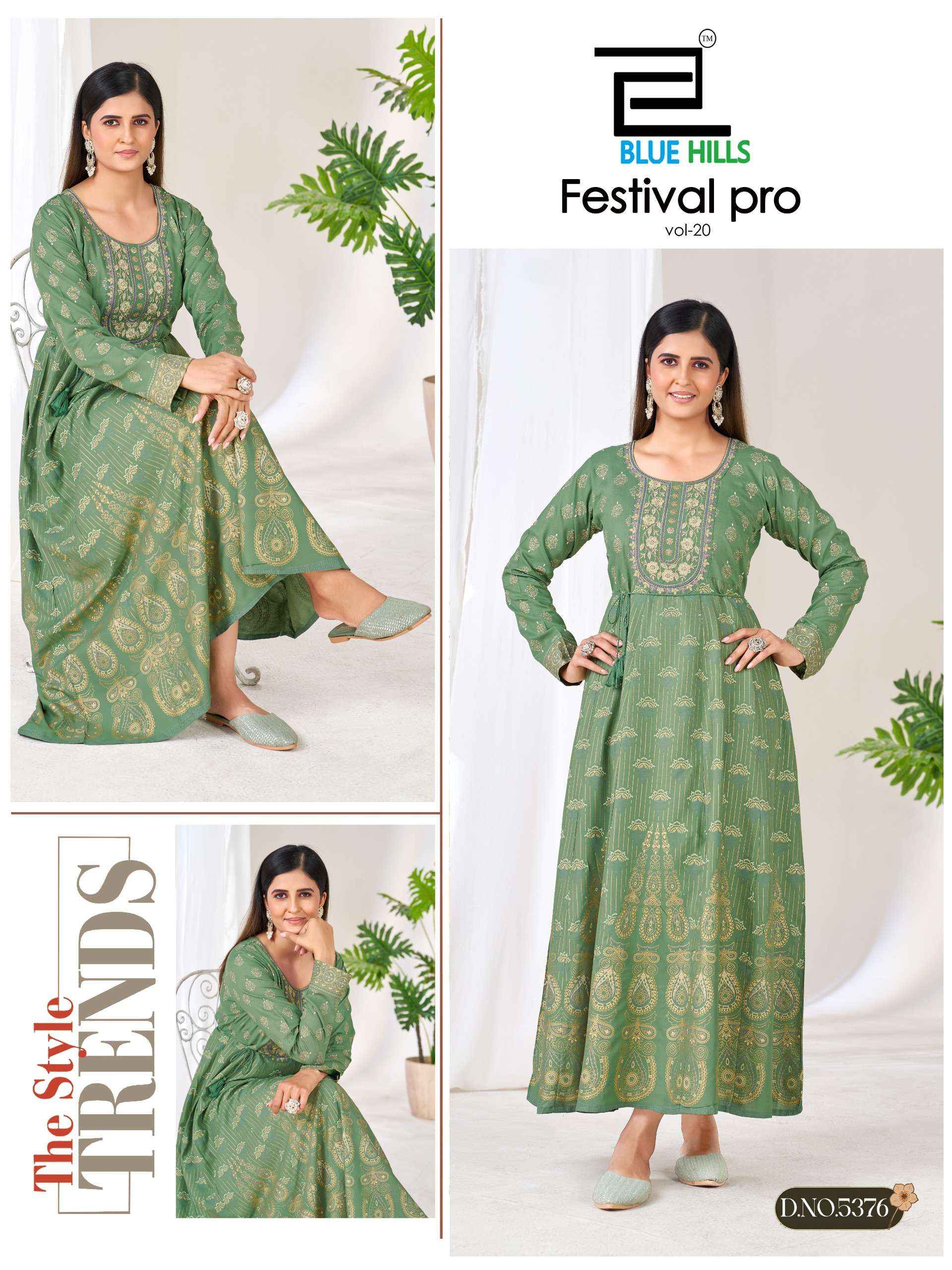 Blue Hills Festival Pro Vol 20 Rayon Anarkali Gown 6 pcs Catalogue