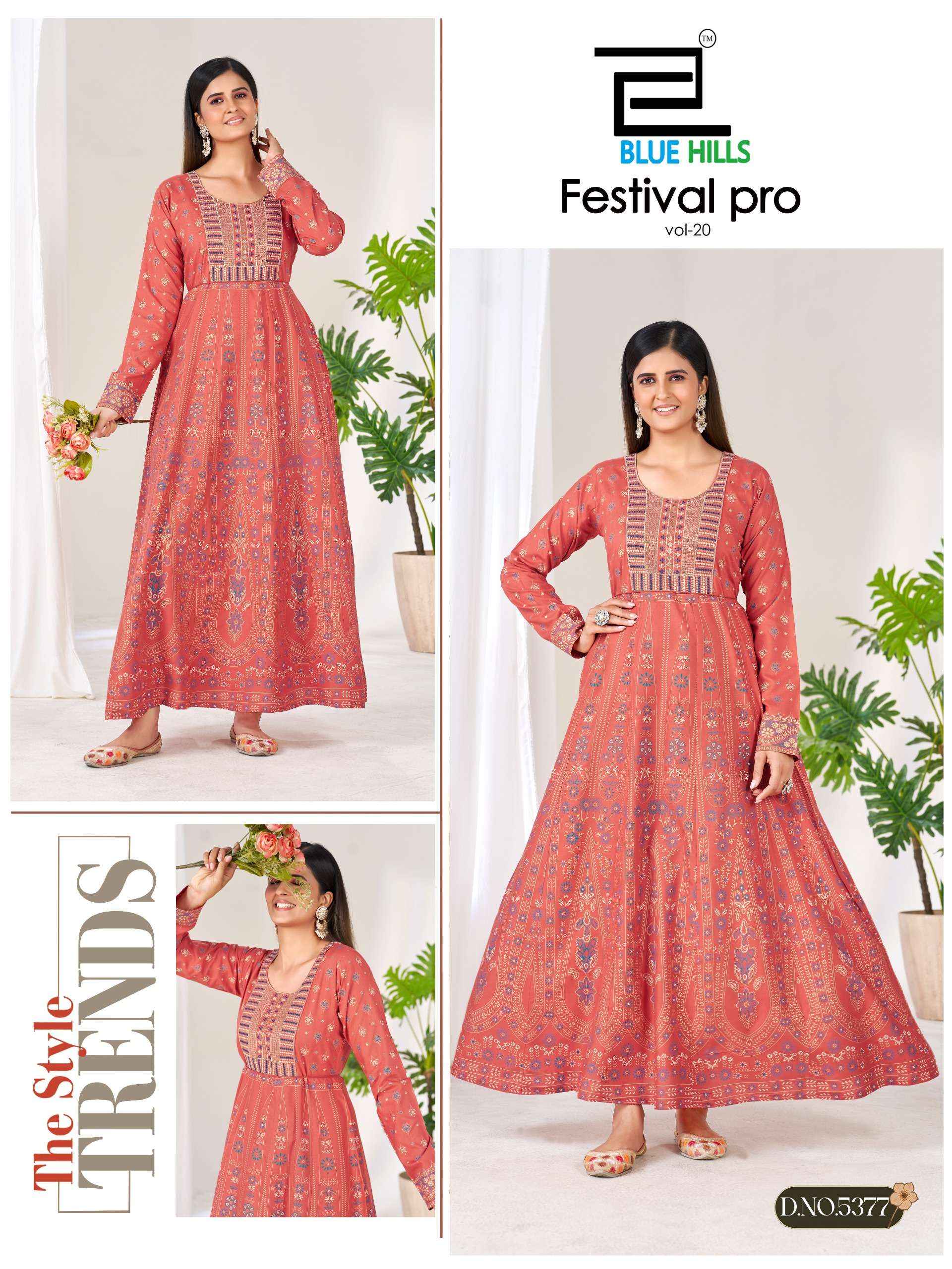 Blue Hills Festival Pro Vol 20 Rayon Anarkali Gown 6 pcs Catalogue