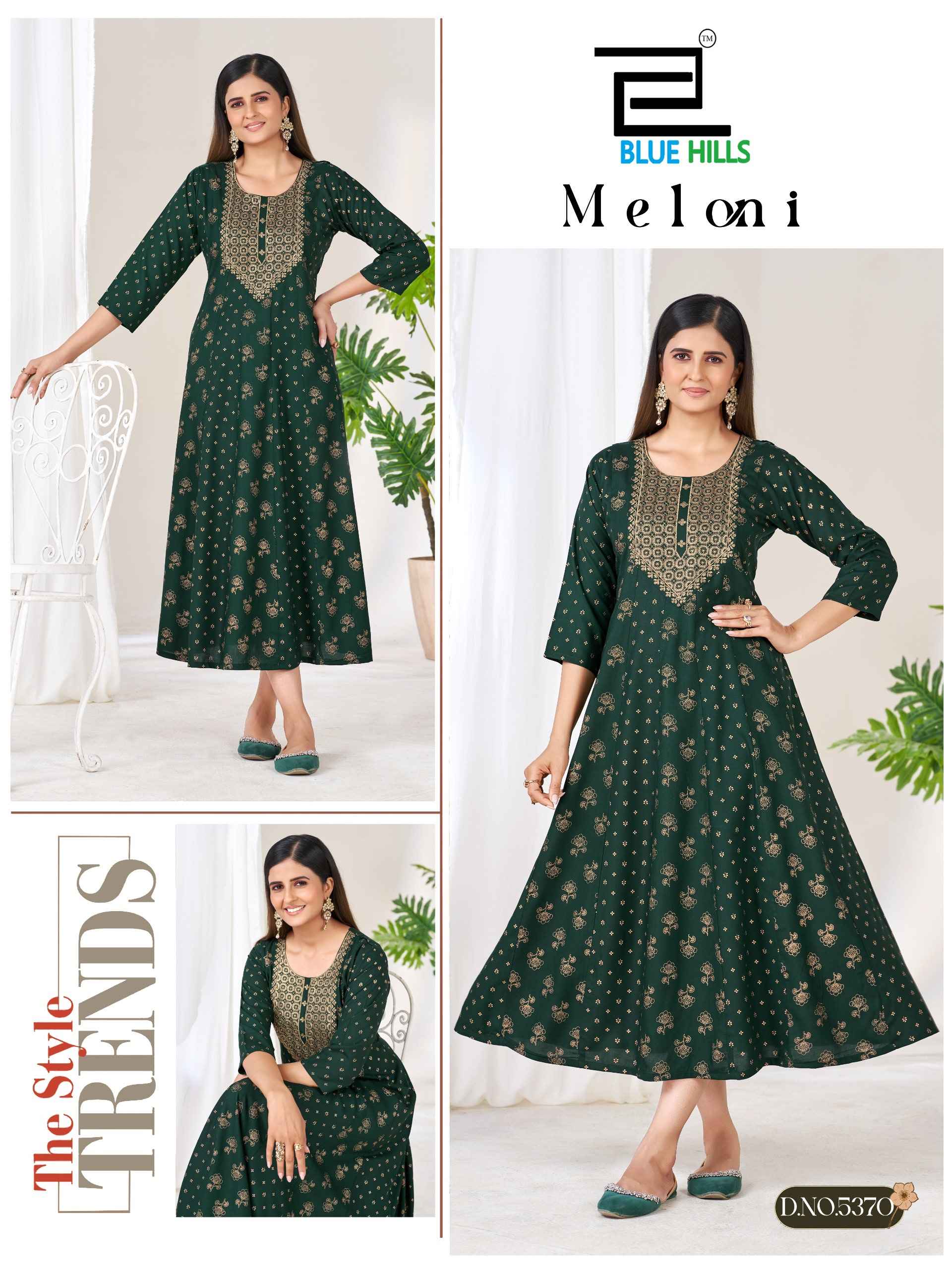 Blue Hills Meloni Rayon Anarkali Gown 6 pcs Catalogue